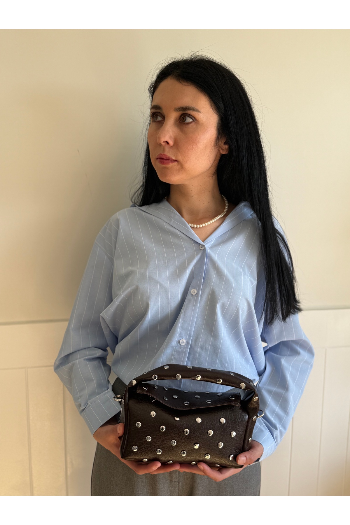 lalettobags Kadın Nila Model Zımbalı El & Omuz Çantası görsel 2