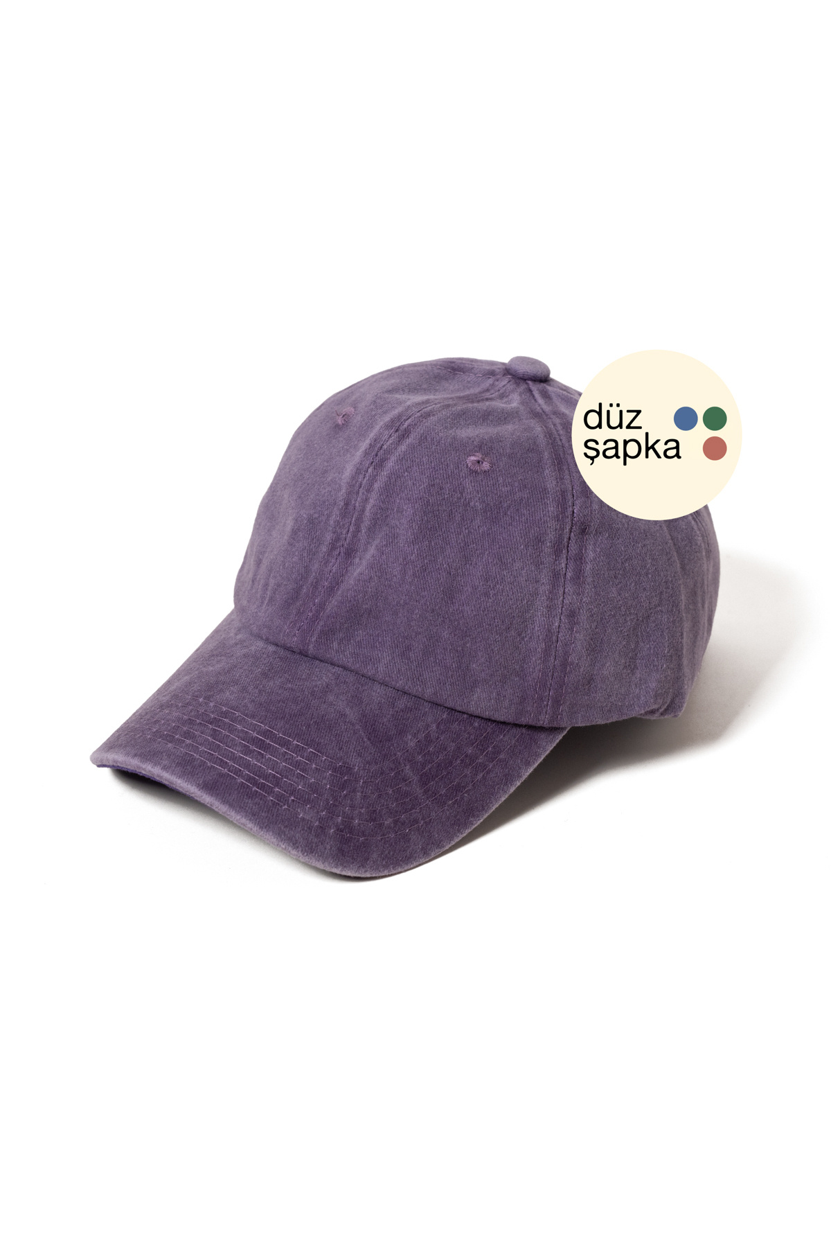 düz şapka studio Düz Şapka | Mor Yıkamalı Kep Şapka - Minimalist, Logosuz ve Yazısız görsel 3