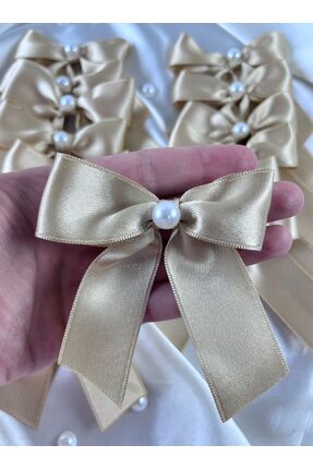 EvremStore 20 Adet 30mm İncili Cappuccino Kurdele Fiyonk - Bohça, Koli ve Hed...