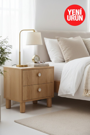 FLORADESİGN Opal Geniş Komodin / 2 Çekmeceli / Bohem Ahşap Ayaklı Komodin / T...
