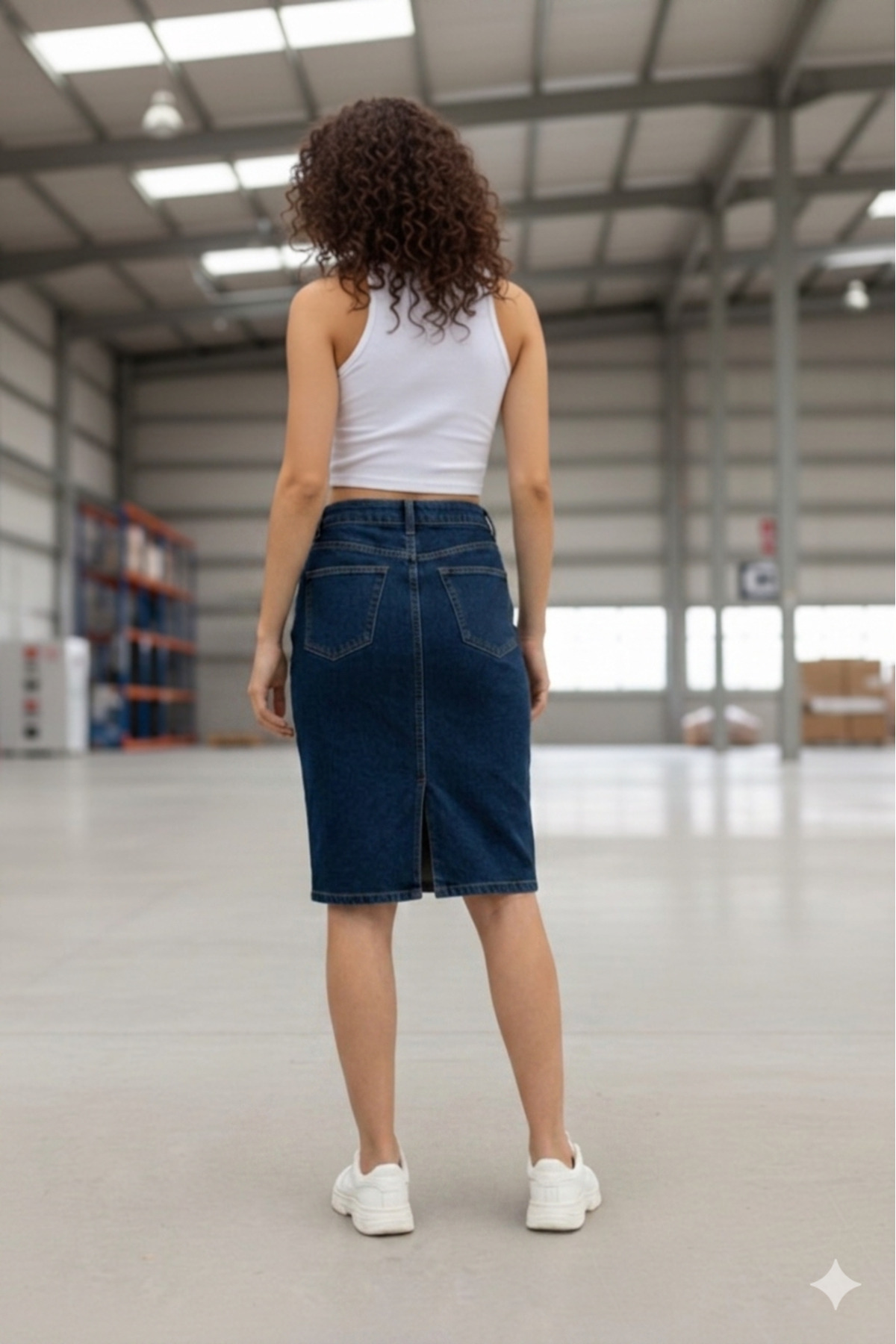 LAYAL MY BEAUTY Kadın Jeans Arka Yırtmaçlı Cepli Günlük Denim Kot Etek Yeni Sezon görsel 3