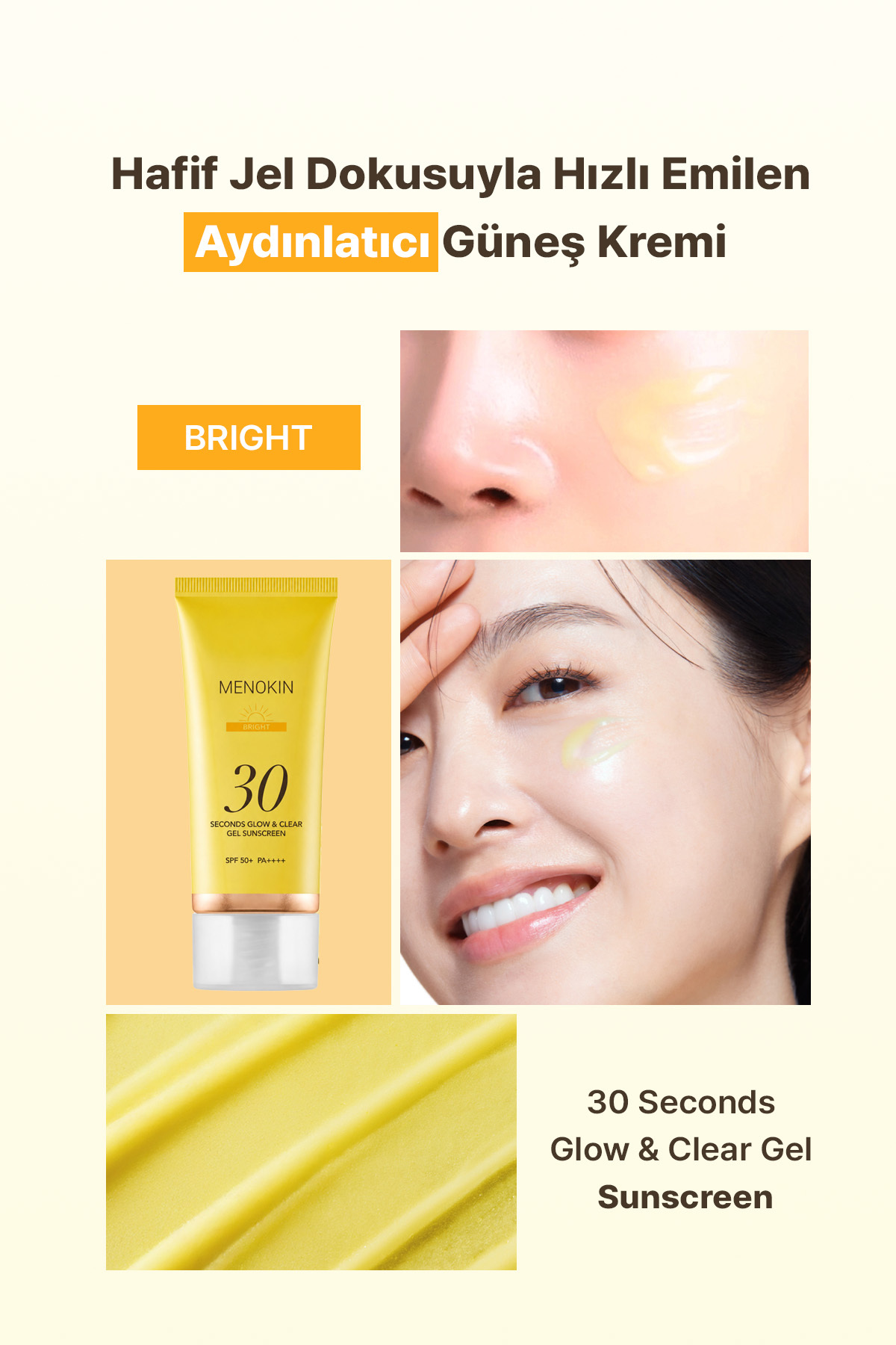 Aydınlatıcı, Jelden Suya Dönüşen Güneş Kremi 30 Seconds Glow & Clear Gel Sunscreen (Bright) — 8809739130611 — تصویر 6 از 9