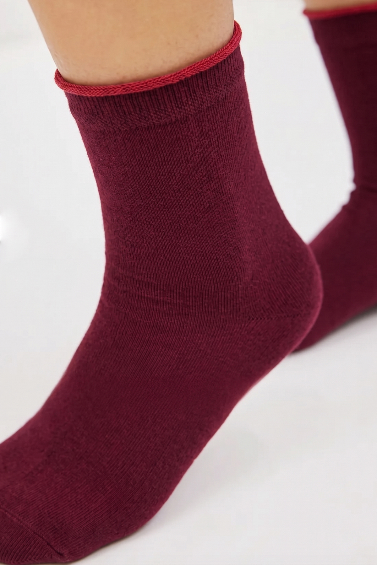 Bamboo Women's Rubberless Claret Red Socket Seamless Premium Socks No Trace - Non-Squeezing Socks
