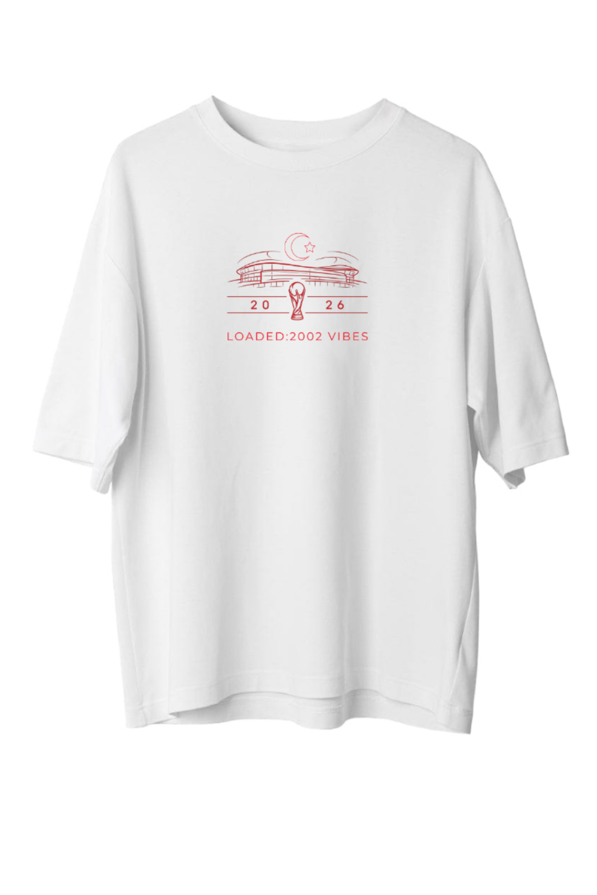 Kreta Store Unisex Oversize Beyaz Türkiye 2026 Dünya Kupası Tişört