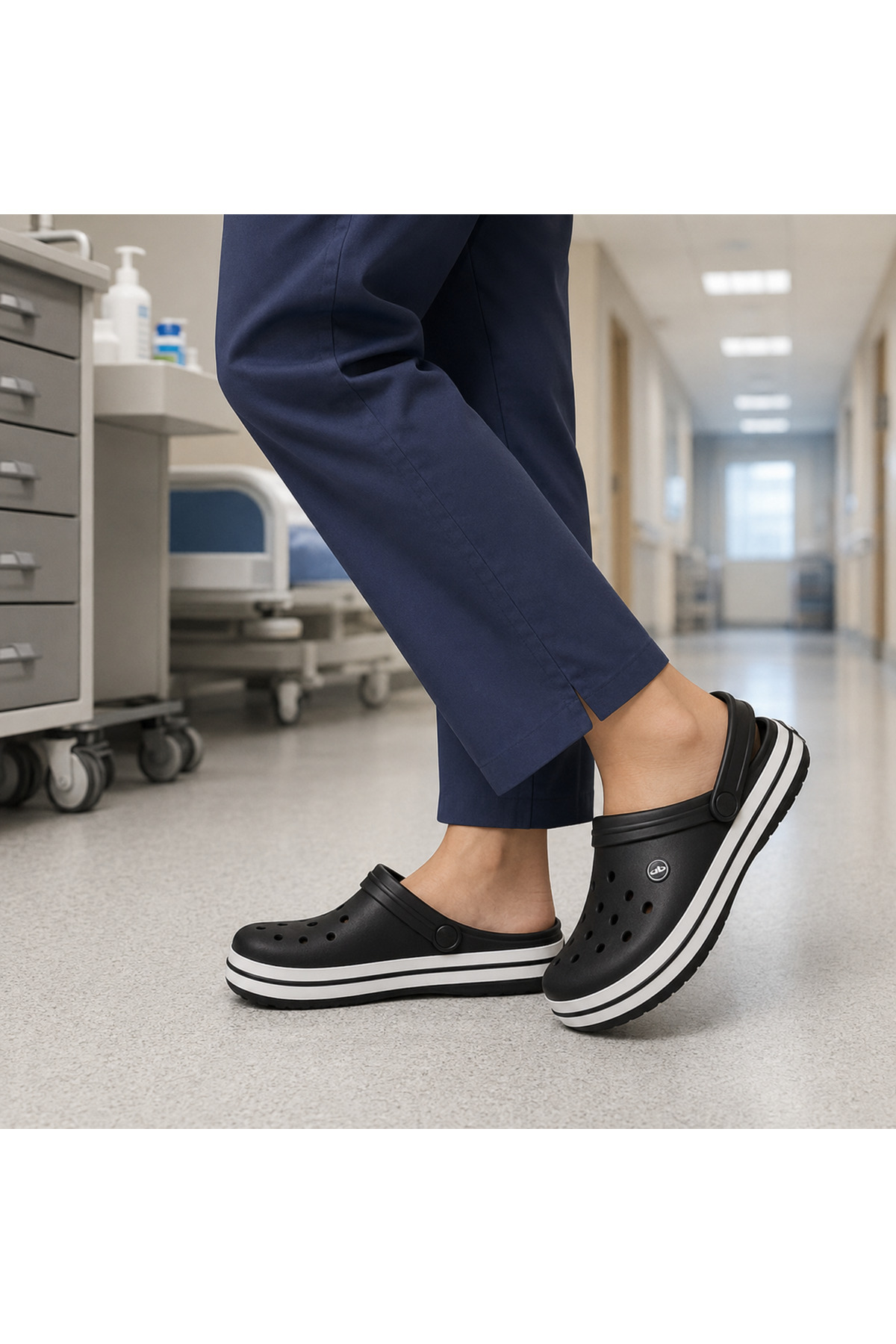Tam Ortopedik Unisex Günlük & Hastane & Ofis & Aşçı Terliği – Ultra Konfor Sabo Terlik – Siyah