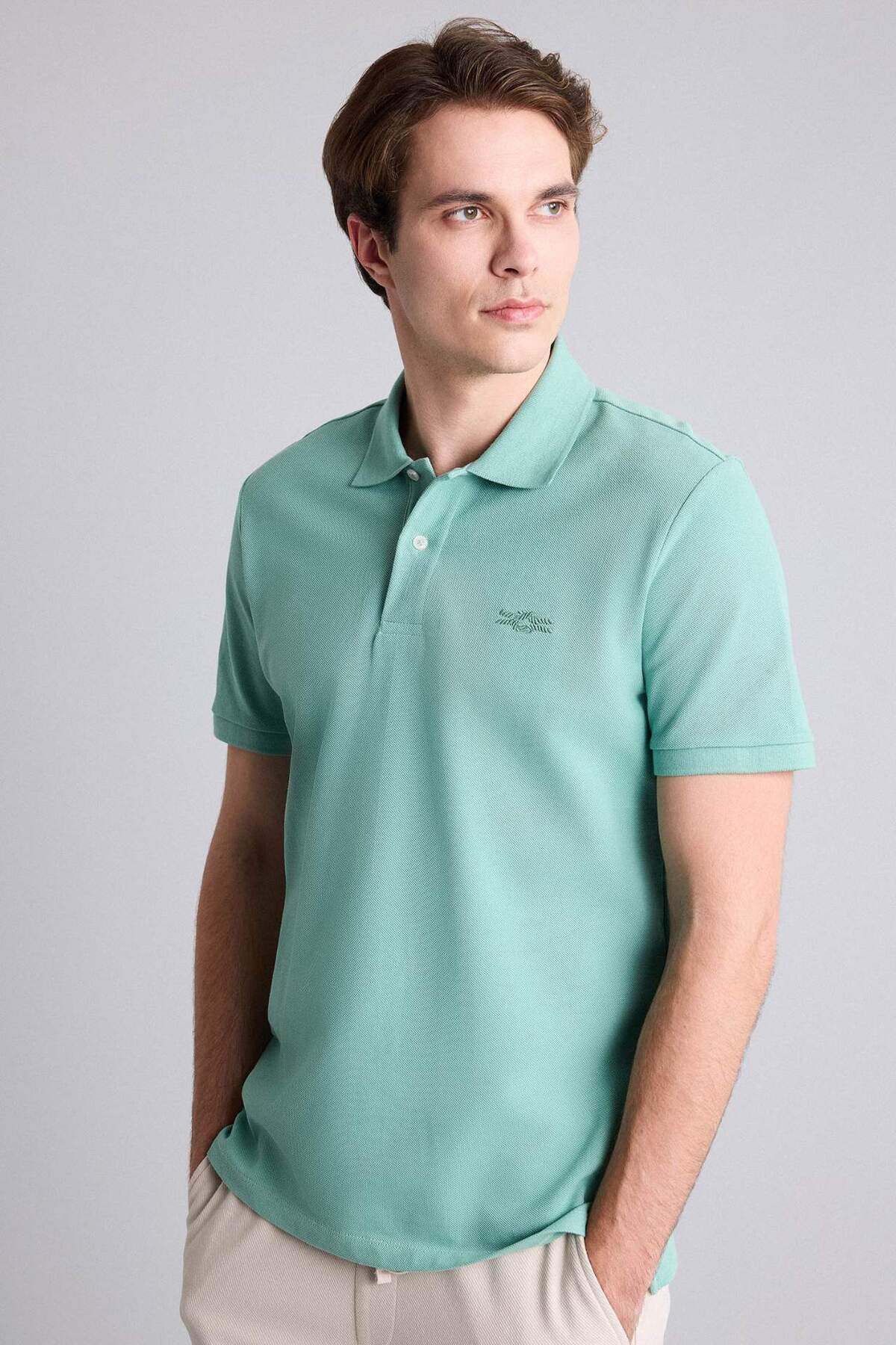 Defacto 100% Cotton Regular Fit Polo Collar Pique Short Sleeve Polo T-Shirt G6958Ax26Sm