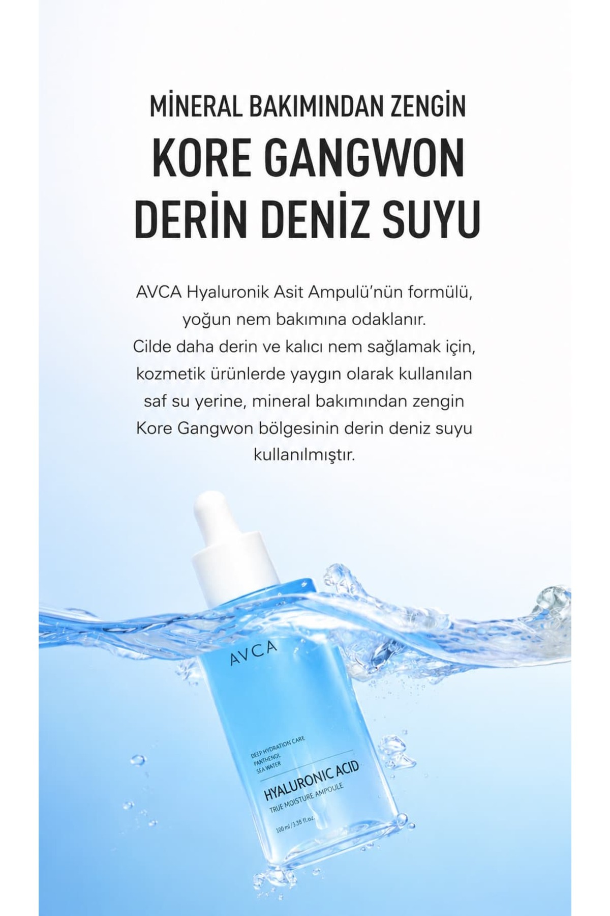 8 Çeşit Hyaluronik Asit ve Deniz Suyu İçeren Yoğun Nemlendirici, Kırışıklık Karşıtı, Aydınlatıcı Ampul - True Moisture Hyaluronic Acid Ampoule Serum 100 ml — AVC-AMP-HYA-100 — تصویر 4 از 8