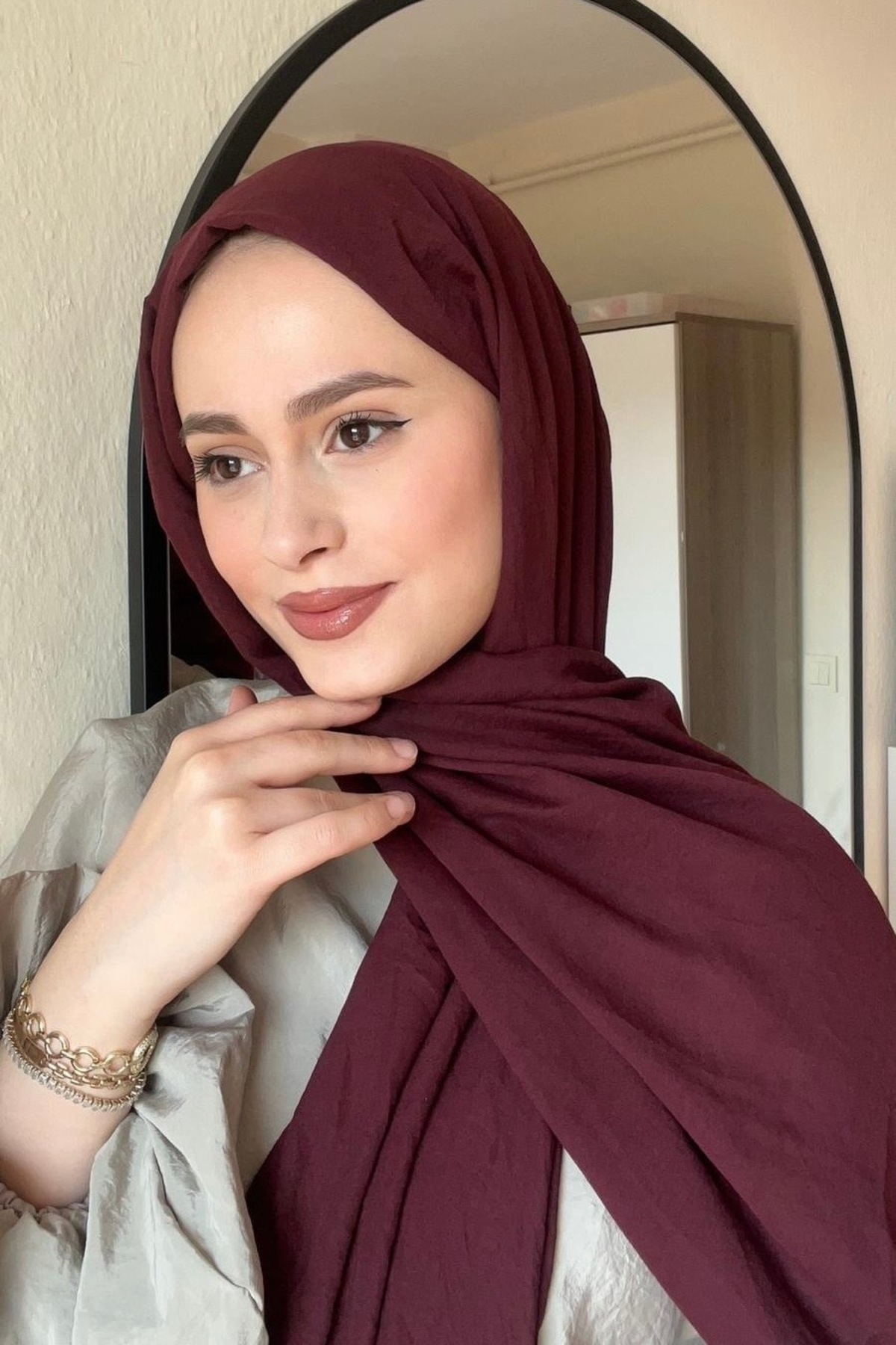 YILDIZ SCARFS Comfort Pamuk Şal - Bordo görsel 2