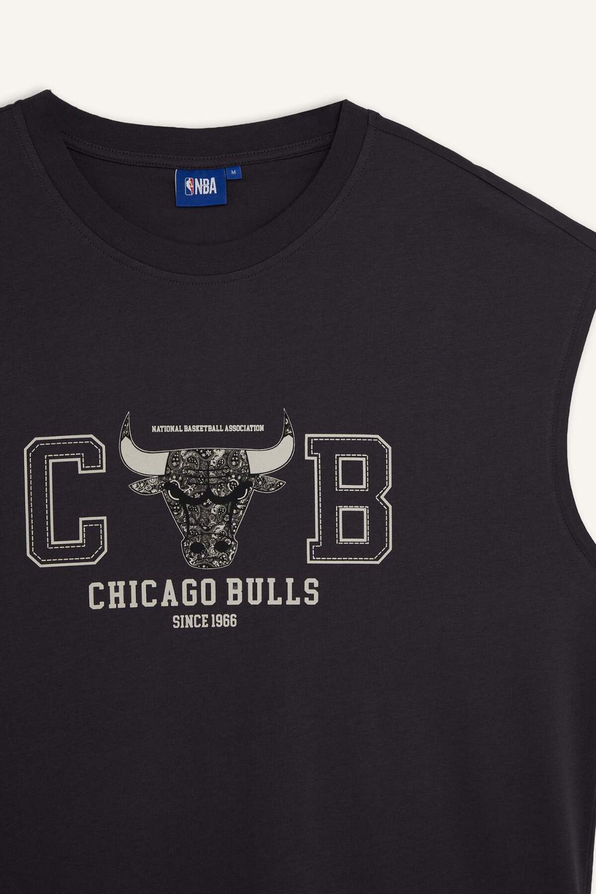 DeFacto %100 Pamuk NBA Chıcago Bulls Lisanslı Oversıze Antrasit Atlet H3860AX26SM görsel 4