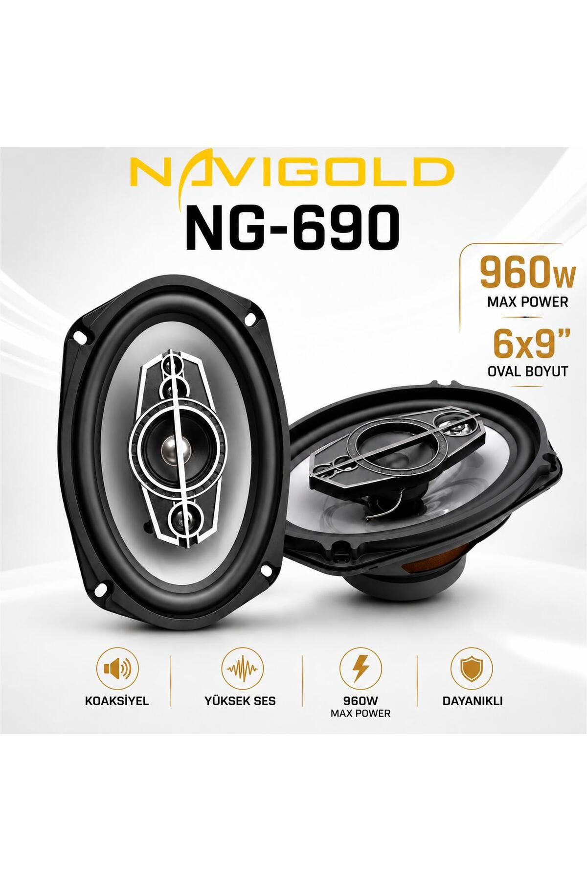 Navigold NG-690 960Wat 6x9 16x24CM Oval Tweeterli Oto Hoparlör
