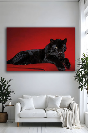 Parıltı Yayınları Lüks Siyah Panter Tasarımlı Modern Salon Ofis Dekoratif Yat...