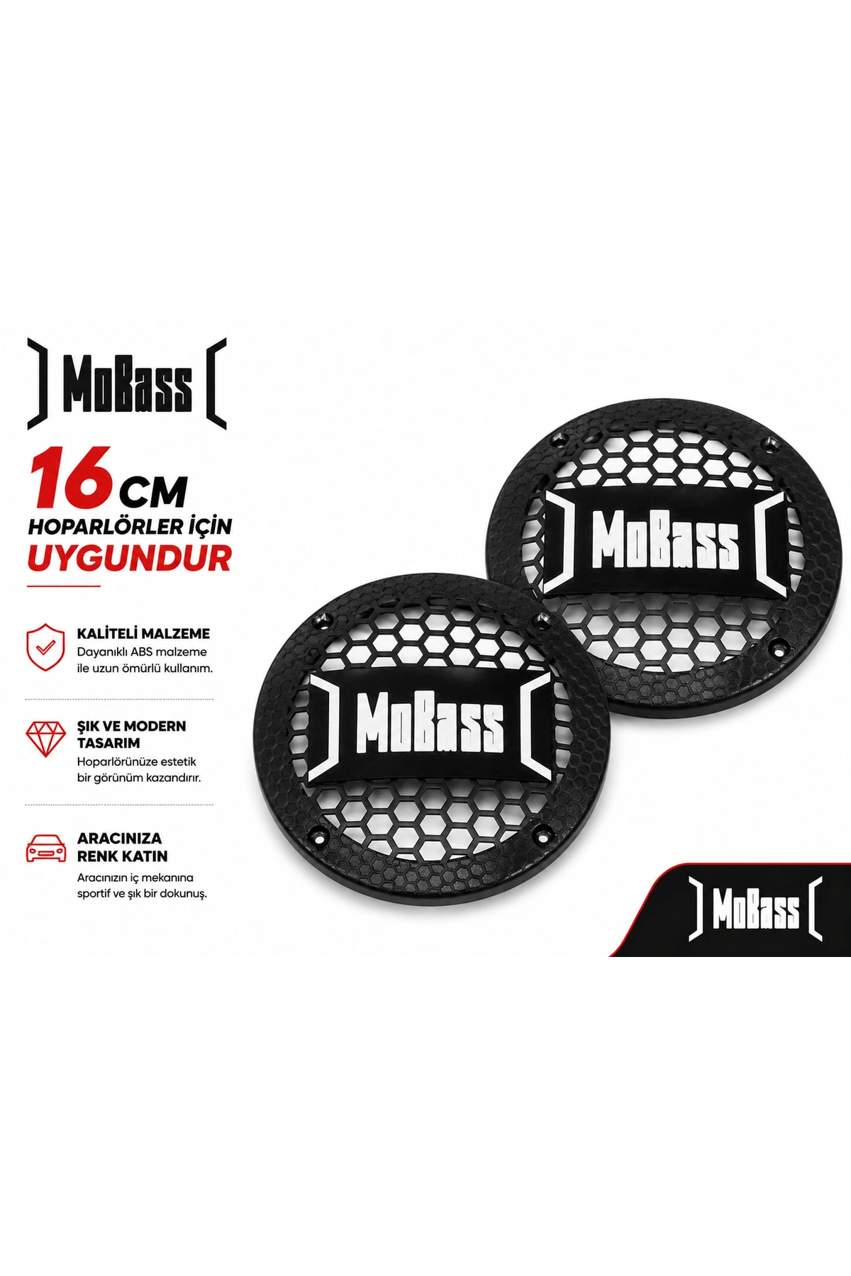 Mobass 16cm Hoparlör Kapağı - Logolu Plastik Midrange Hoparlör