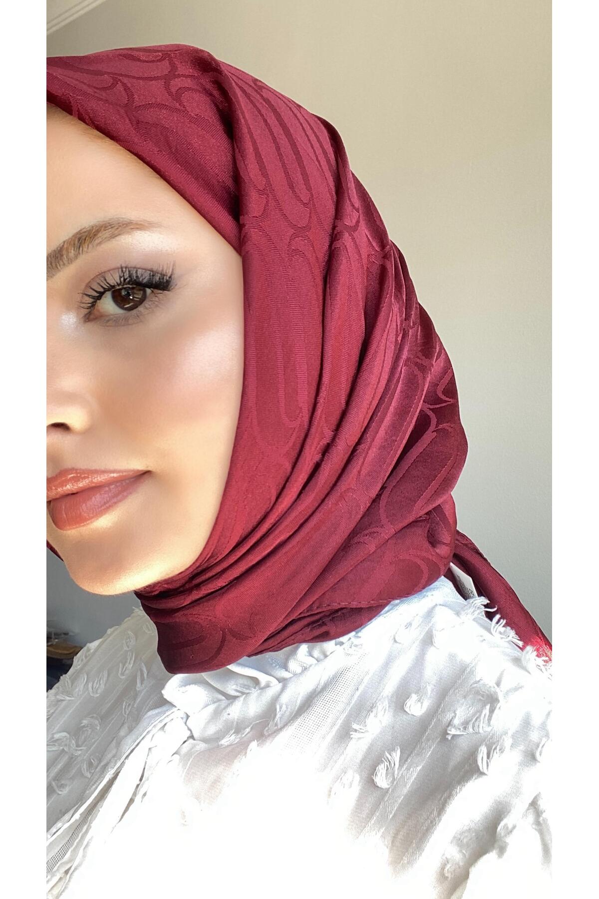 CUOCA LOUNGE Nota Desen Bordo Ayrobin Pamuk Eşarp