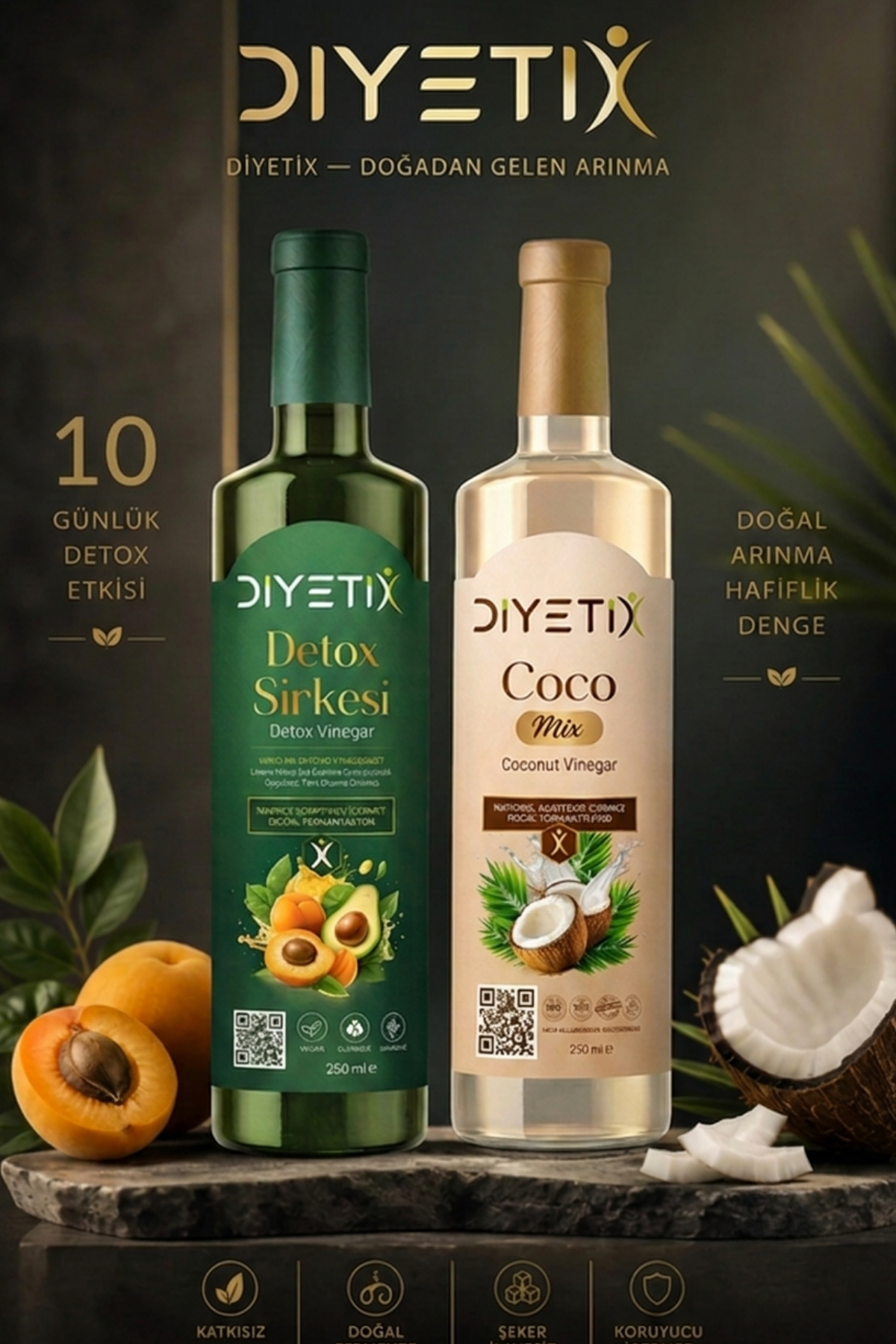 Diyetix Coco Mix & Detox Sirkesi 2x250 ml - Detoks Seti | %100