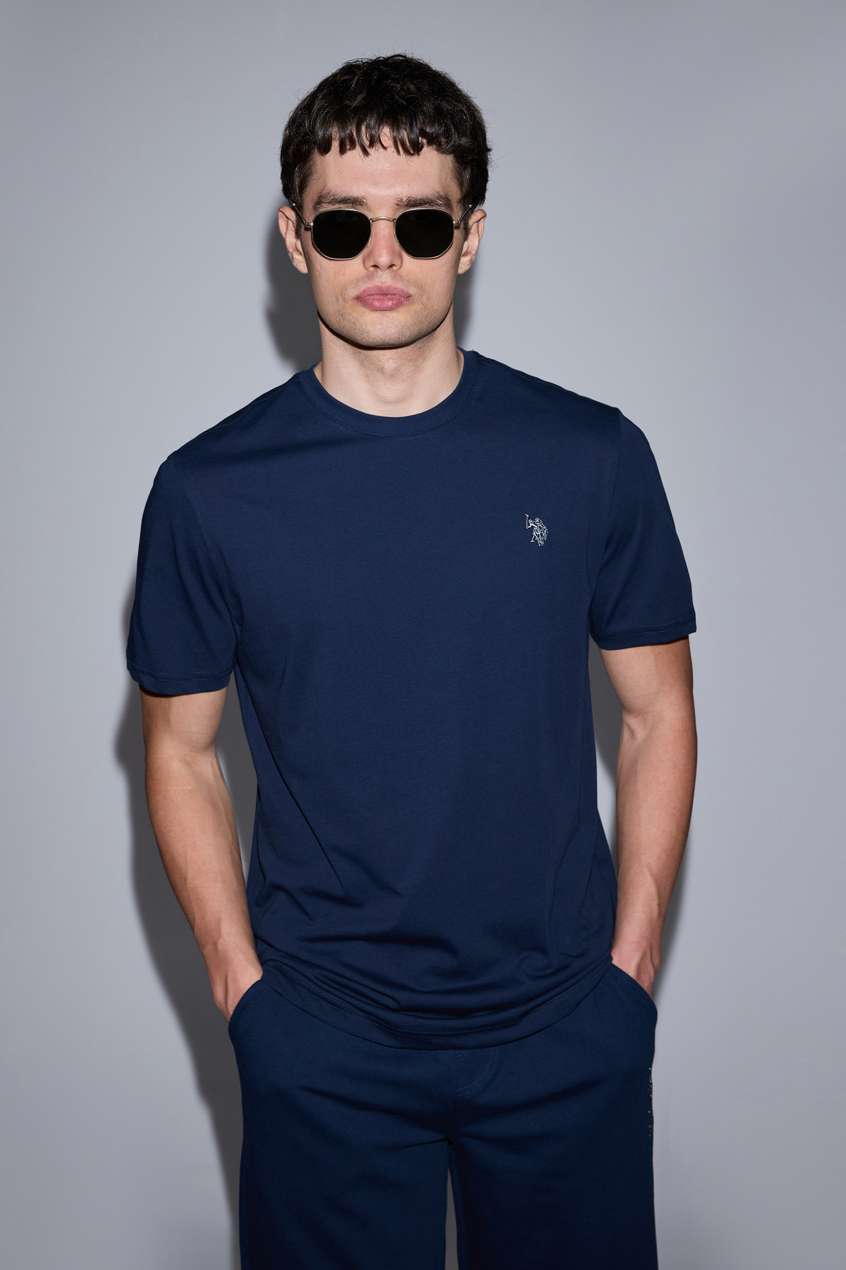 U.S. Polo Assn. Men's Navy Blue Regular Fit Crew Neck Basic T-Shirt 50322312-Vr033