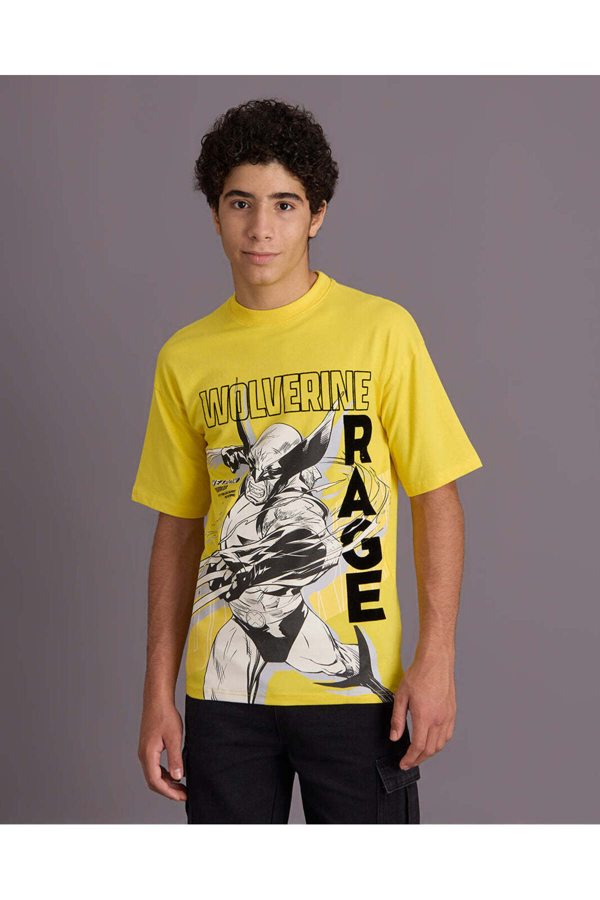 REDTAG Senior Boys Yellow Wolverine Print T-Shirt
