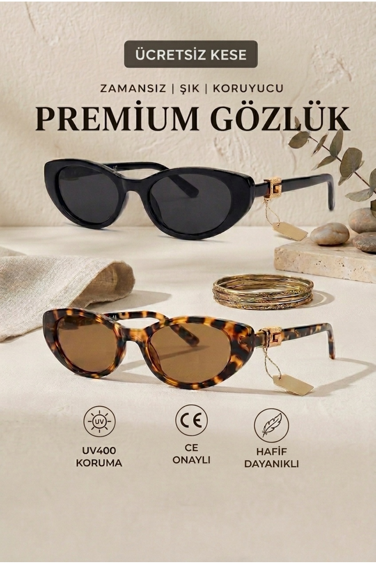Dio Armati 2 Li Siyah Leopar G Model Uv400 Korumalı Kadın Güneş Gözlüğü
