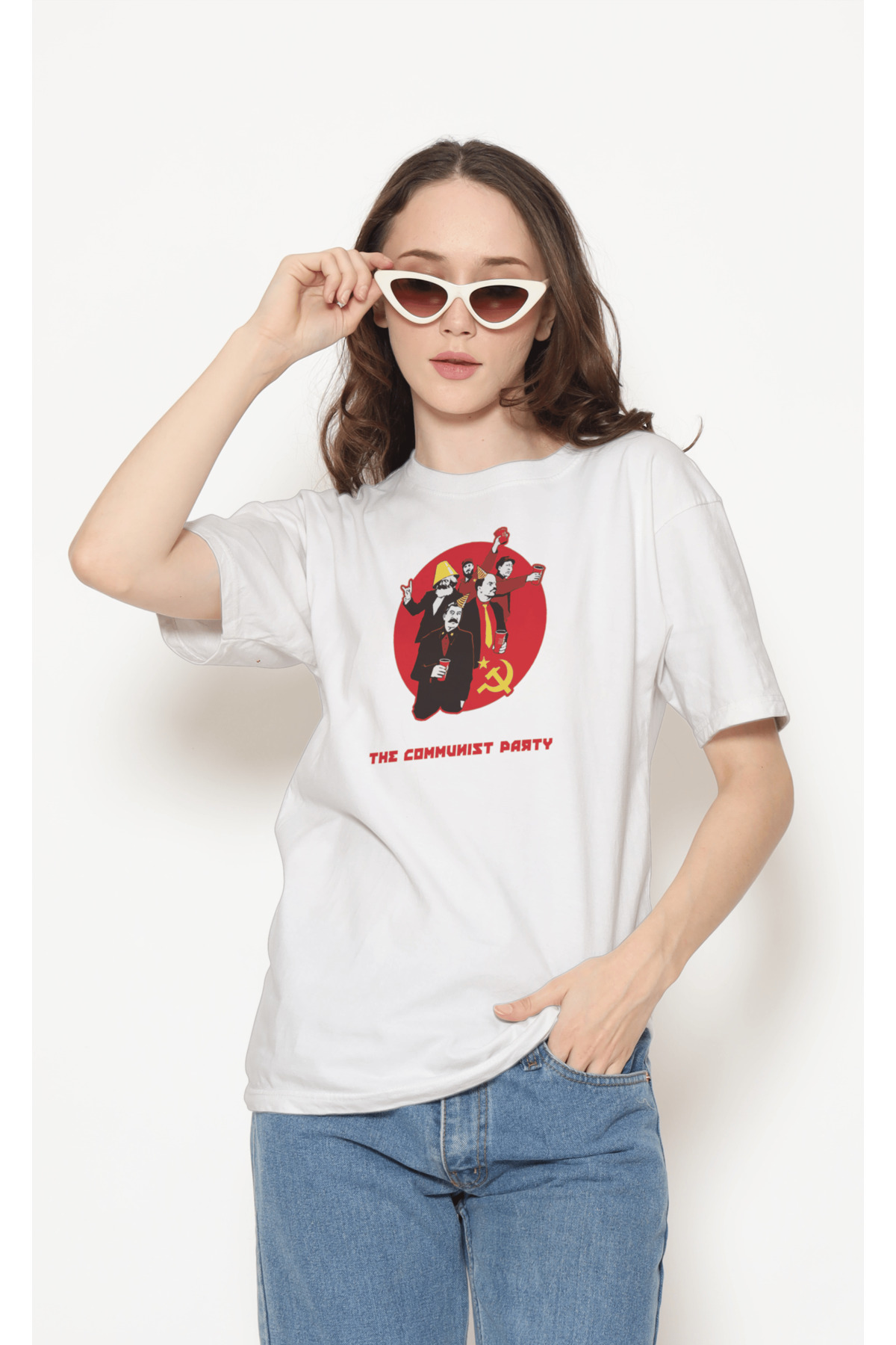buzagi tasarım ürünleri The Communist Party White Regular T-Shirt
