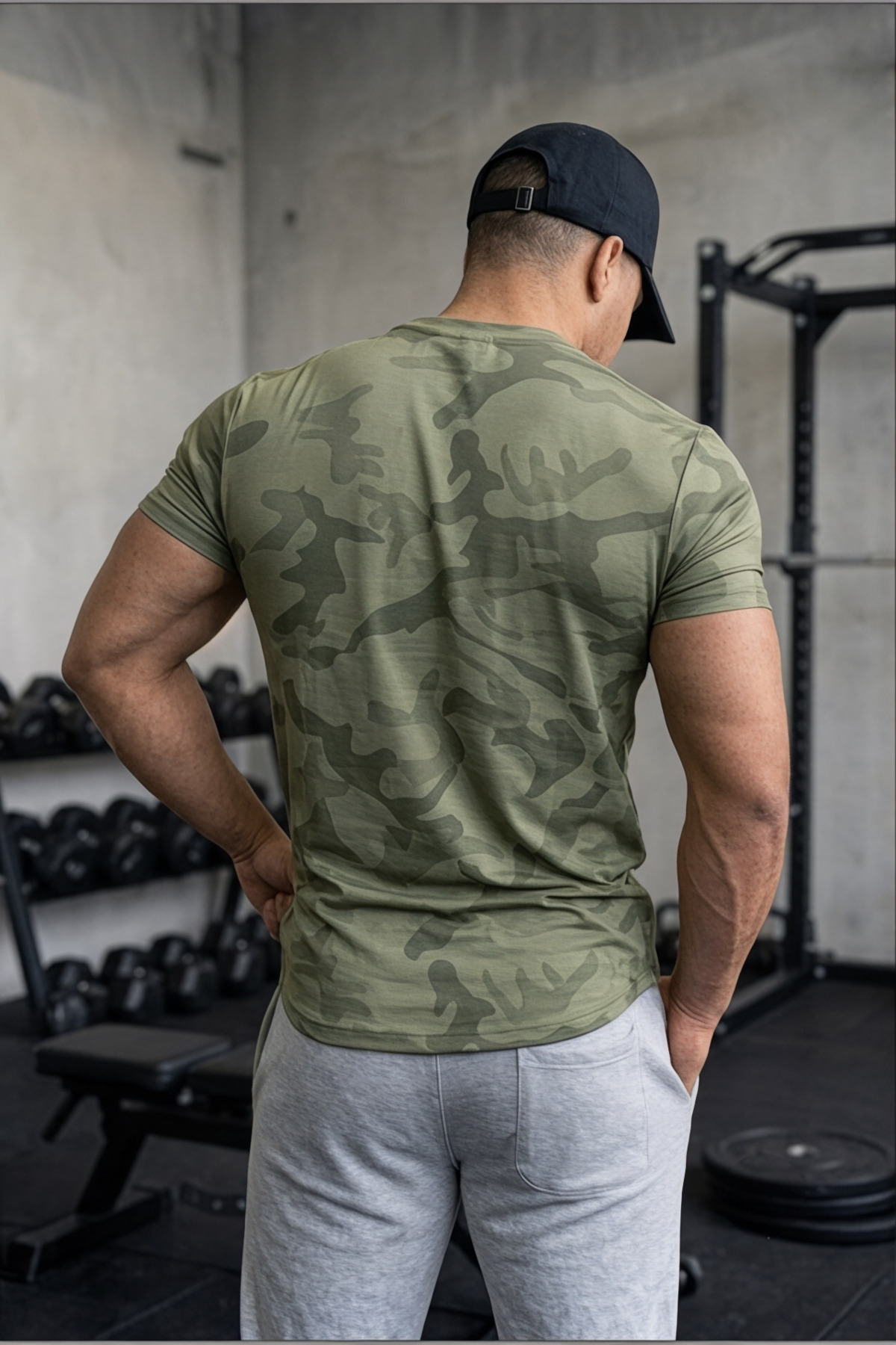 SERABLANKA Erkek Nem Emici Hızlı Kuruma Atletik Teknik Kamuflaj Desenli Spor T-shirt görsel 3