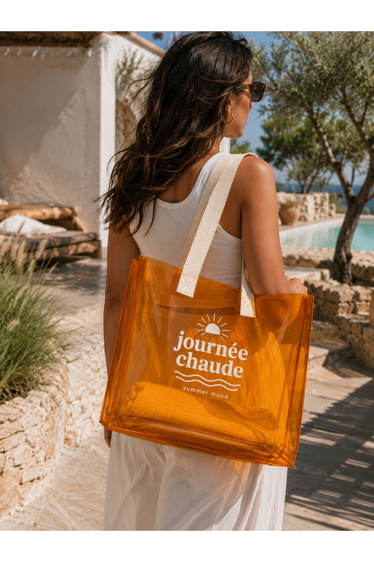 HİG HOME Su Geçirmez Şeffaf Plaj Çantası Büyük Boy Kadın Deniz Havuz Omuz Çantası PVC Şeffaf Çanta Beach Bag görsel 5
