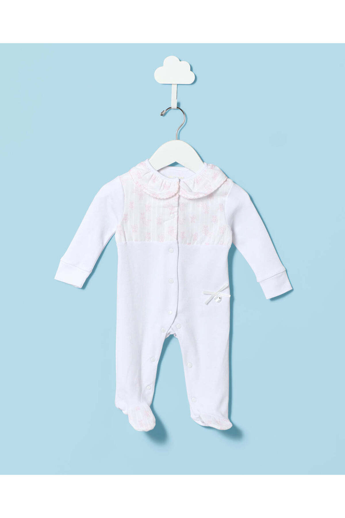 REDTAG Baby Ivory Embroidered Sleepsuit