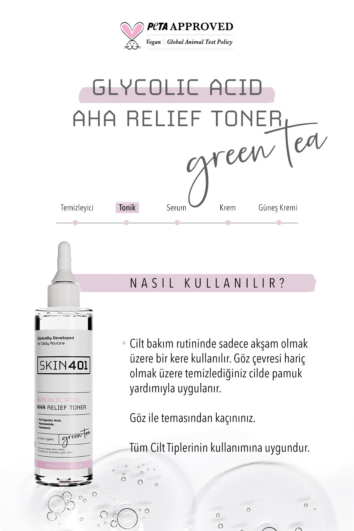 %5 Glikolik Asit AHA Aydınlatıcı Etkili Ve Leke Karşıtı Tonik 2'li Set — Skin401-207 — تصویر 5 از 5