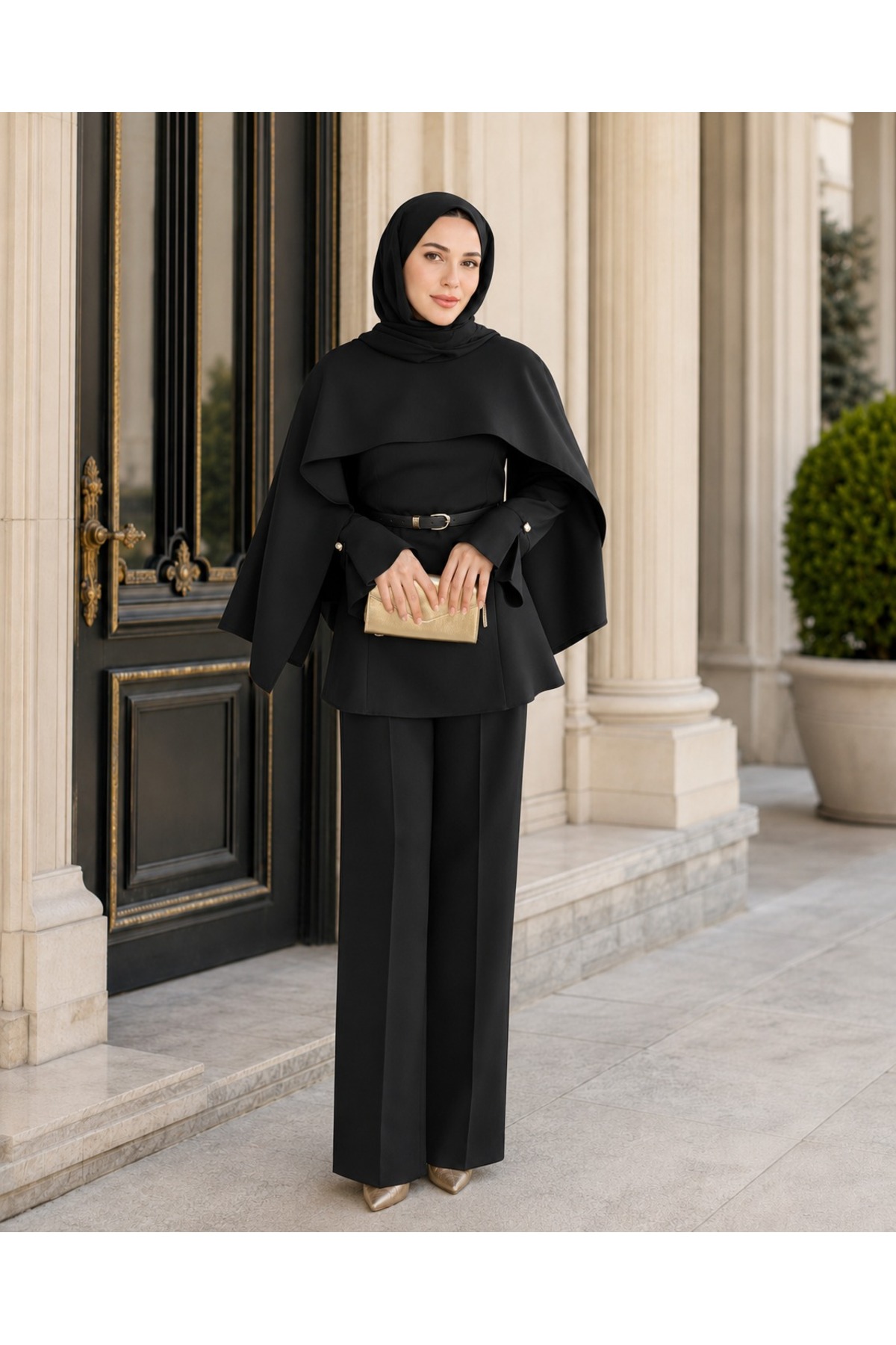 unika boutique Liya Pelerinli Tesettür Takım