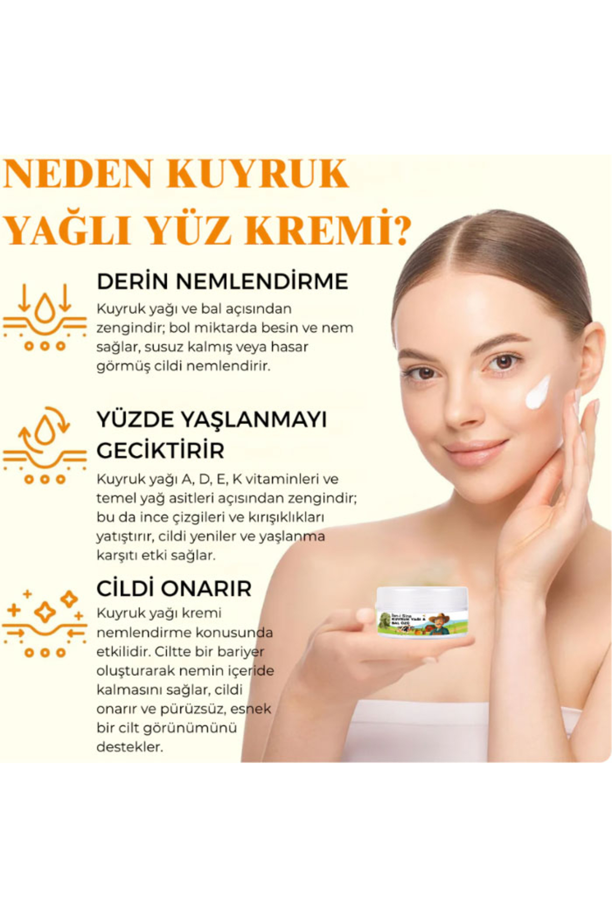 کرم مراقبت از صورت با عصاره چربی دنبه و عسل شیشه‌ای ۵۰ میلی‌لیتری ابن سینا — GU-EYF-18073-VIALIVA01 — تصویر 3 از 4
