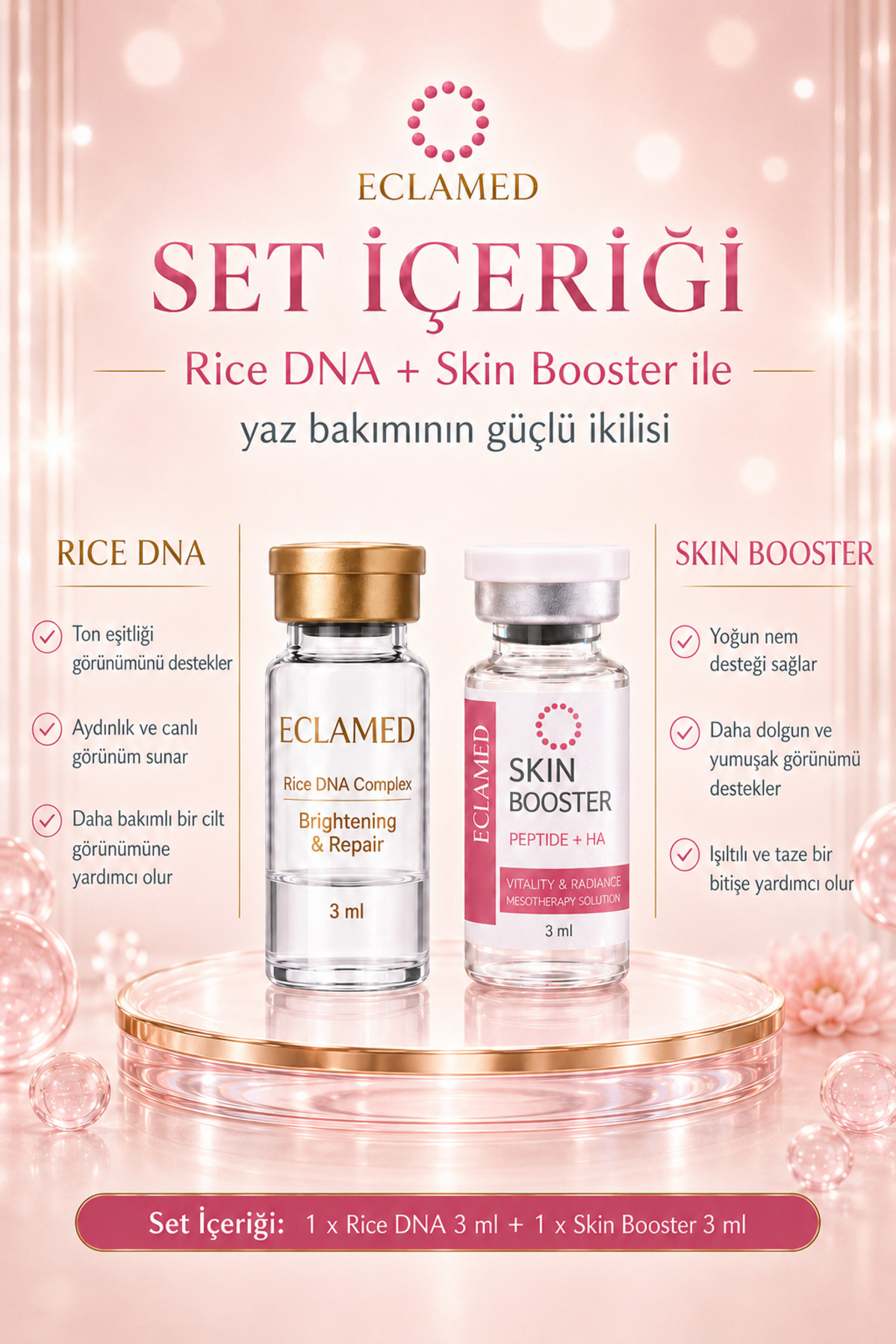 نسخه درخشش تابستانی - ست مراقبت از پوست حاوی DNA برنج + تقویت کننده پوست | آبرسانی، درخشندگی و ظاهری یکدست — ECLSGEDT-R-S — تصویر 2 از 5