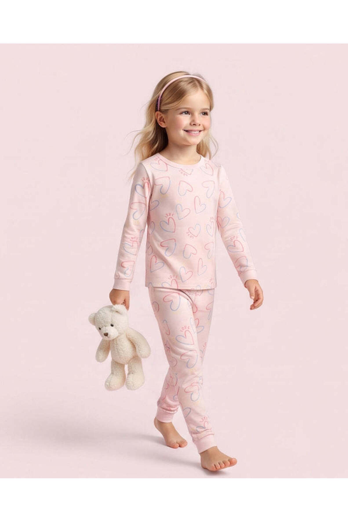 REDTAG Girls Pink Floral Print Pajama Set