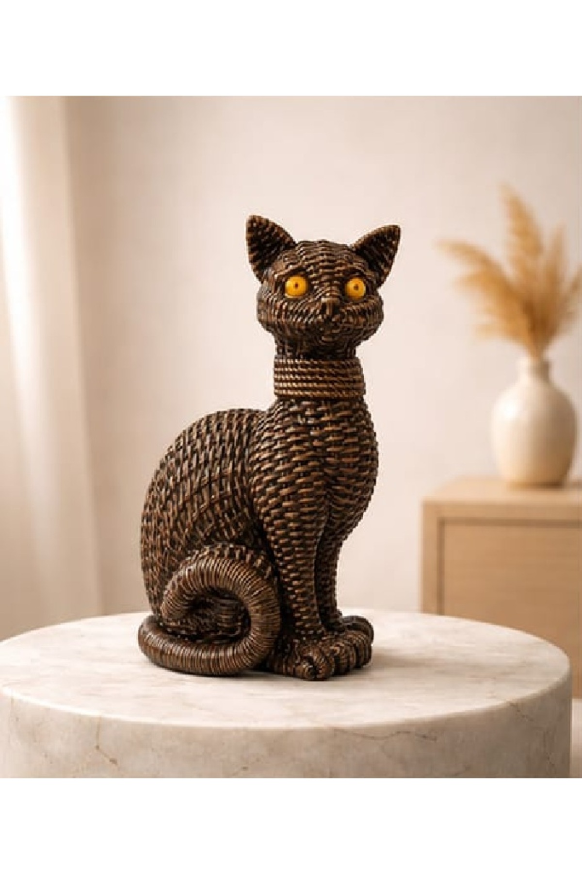 Handmade Cat Statue with 25cm OVERSIZED Straw Body Patterns
