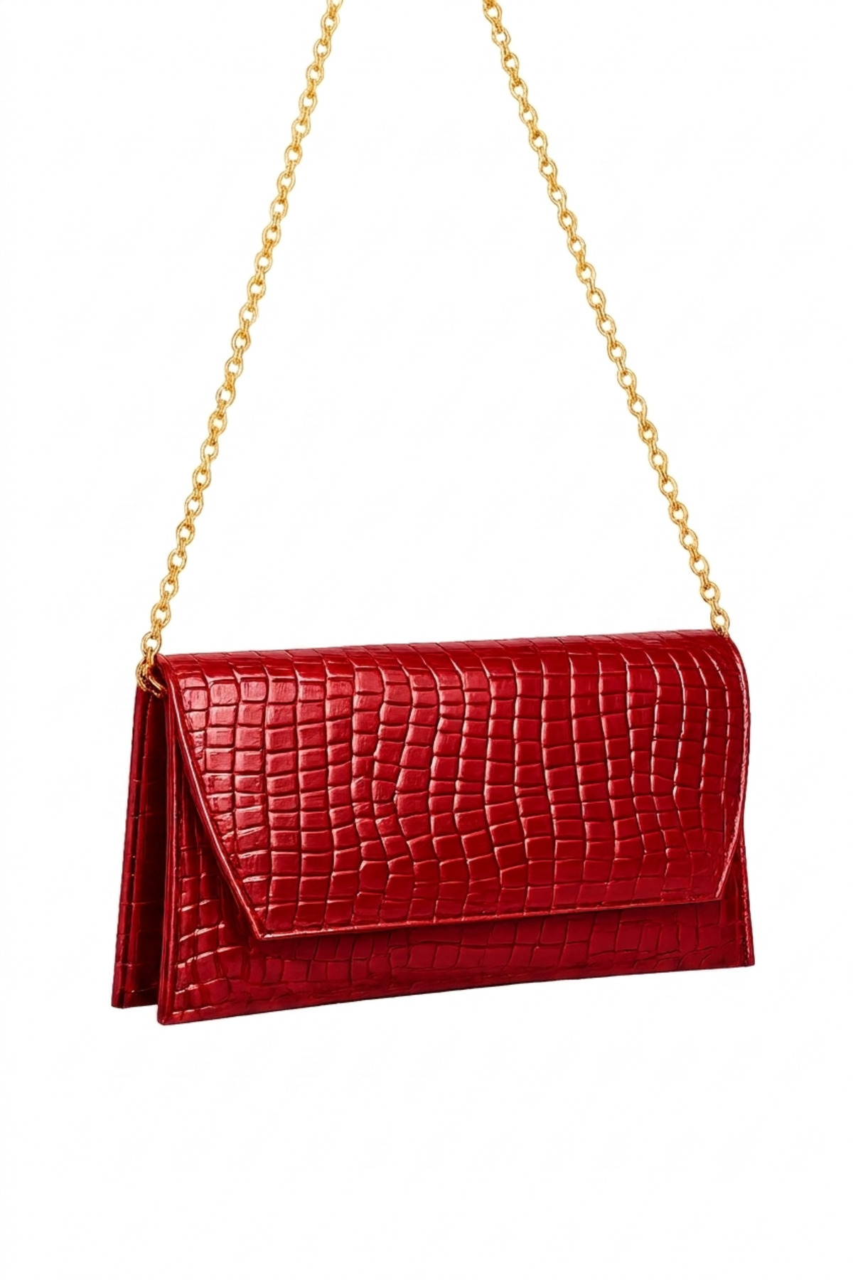 Envelope Model Double-Eye Magnet Closed Chain Strap Women's Hand and Shoulder Bag - Portfolio & Clutch (21cm*13cm)