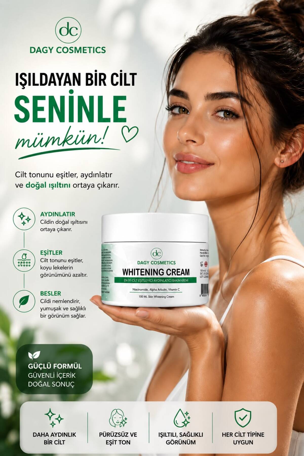 Cilt Beyazlatıcı, Aydınlatıcı Leke Karşıtı Bakım Kremi 100ml — kjkyrhj — تصویر 4 از 4