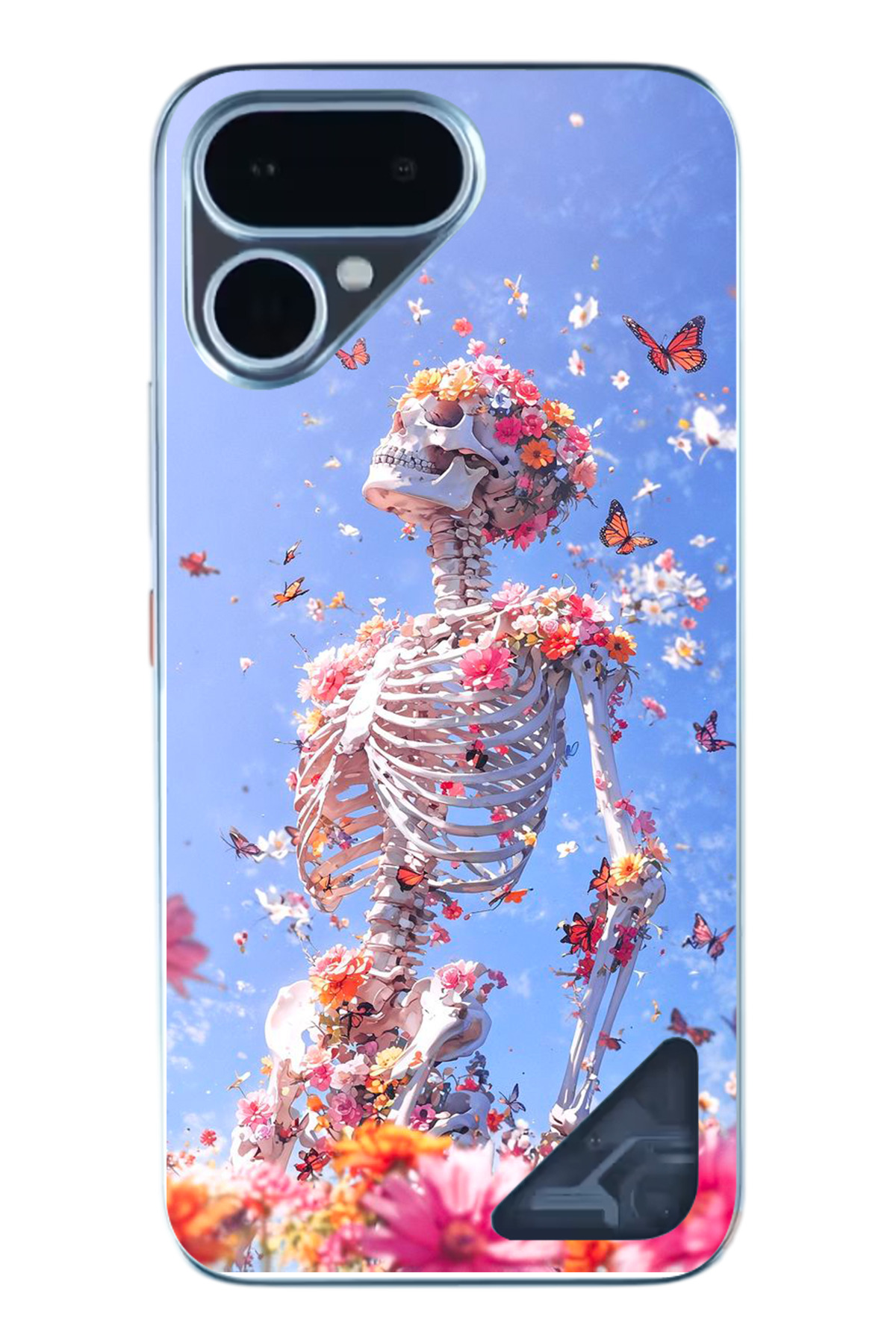Tecno Pova Curve 2 Uyumlu İskelet Çiçekleri Baskılı Silikon Kılıf