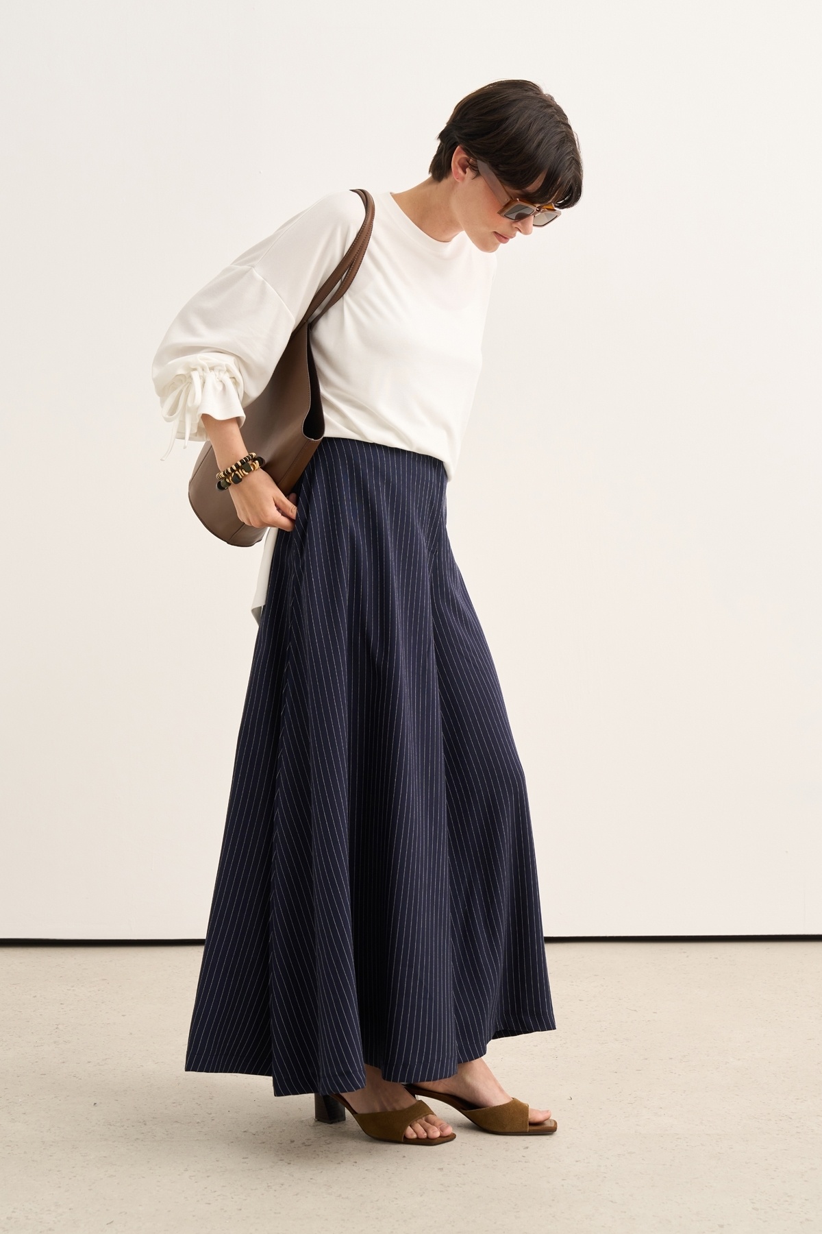 EBU Prive Kadın Kol Bağcıklı Yumuşak Dokulu Sweat Ekru görsel 5