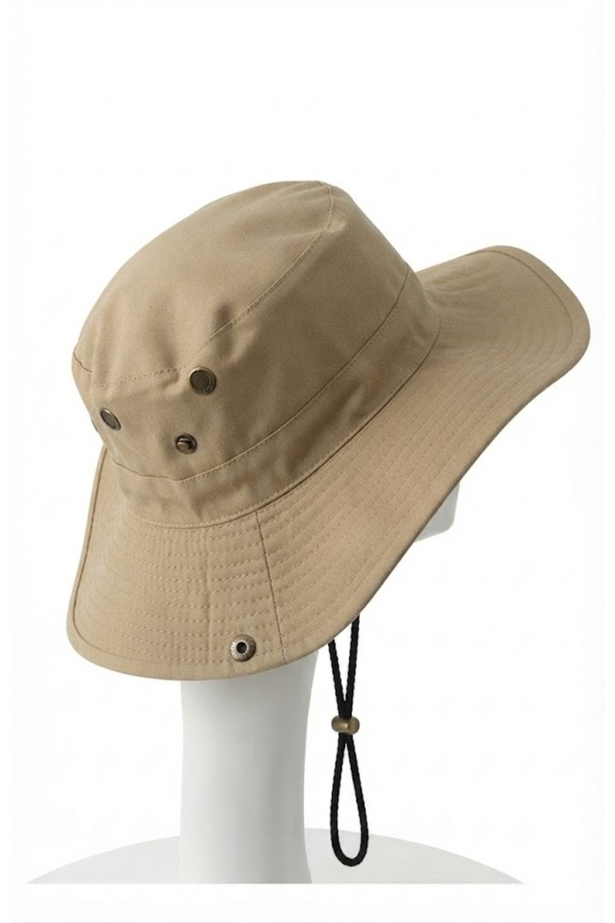 Belifanti Collection Unisex Bej Safari Şapkası Geniş Siperlikli Katlanabilir Outdoor Kamp Şapkası
