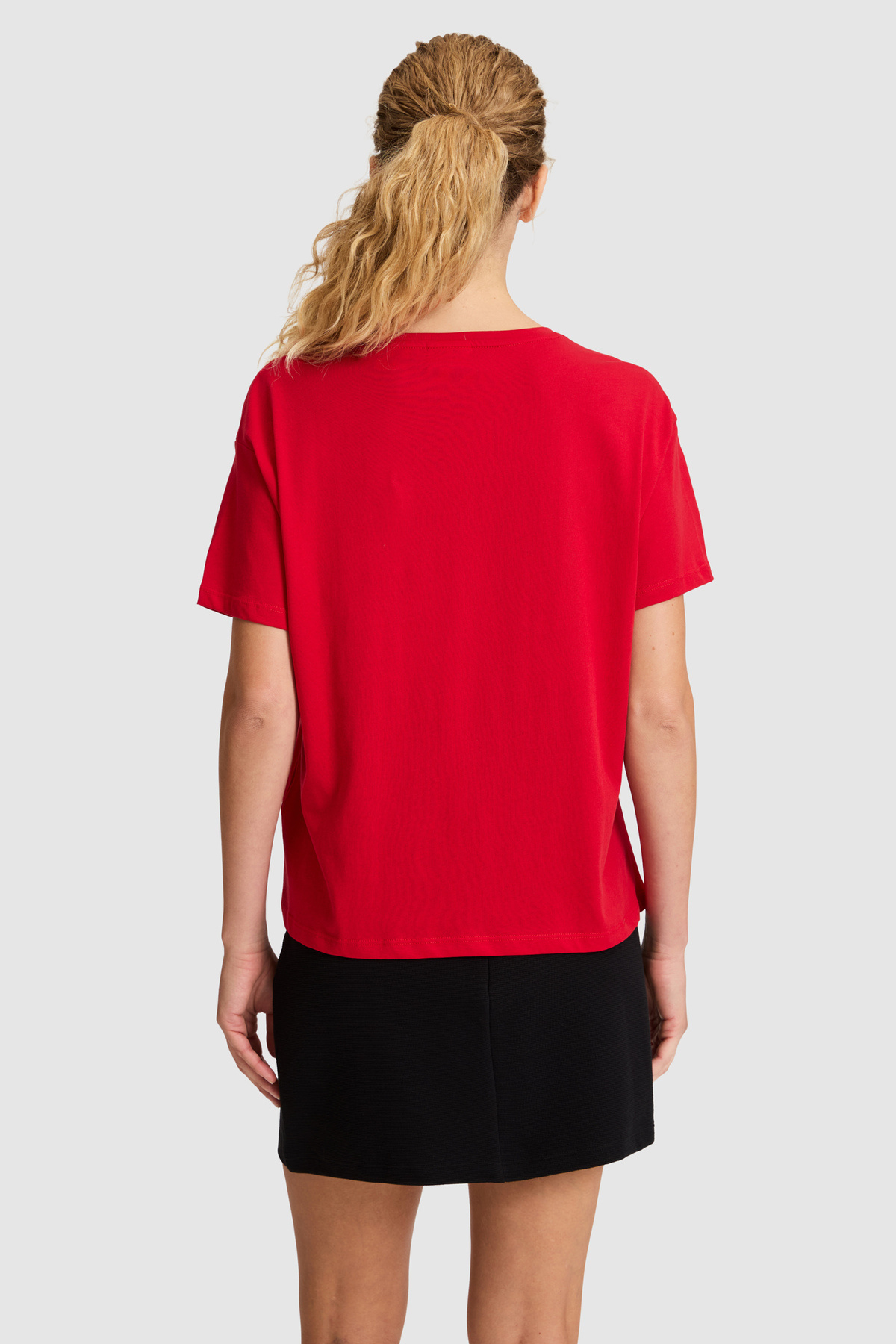 U.S. Polo Assn. Kadın Kırmızı Bisiklet Yaka Tişört 50323530-VR030 görsel 5