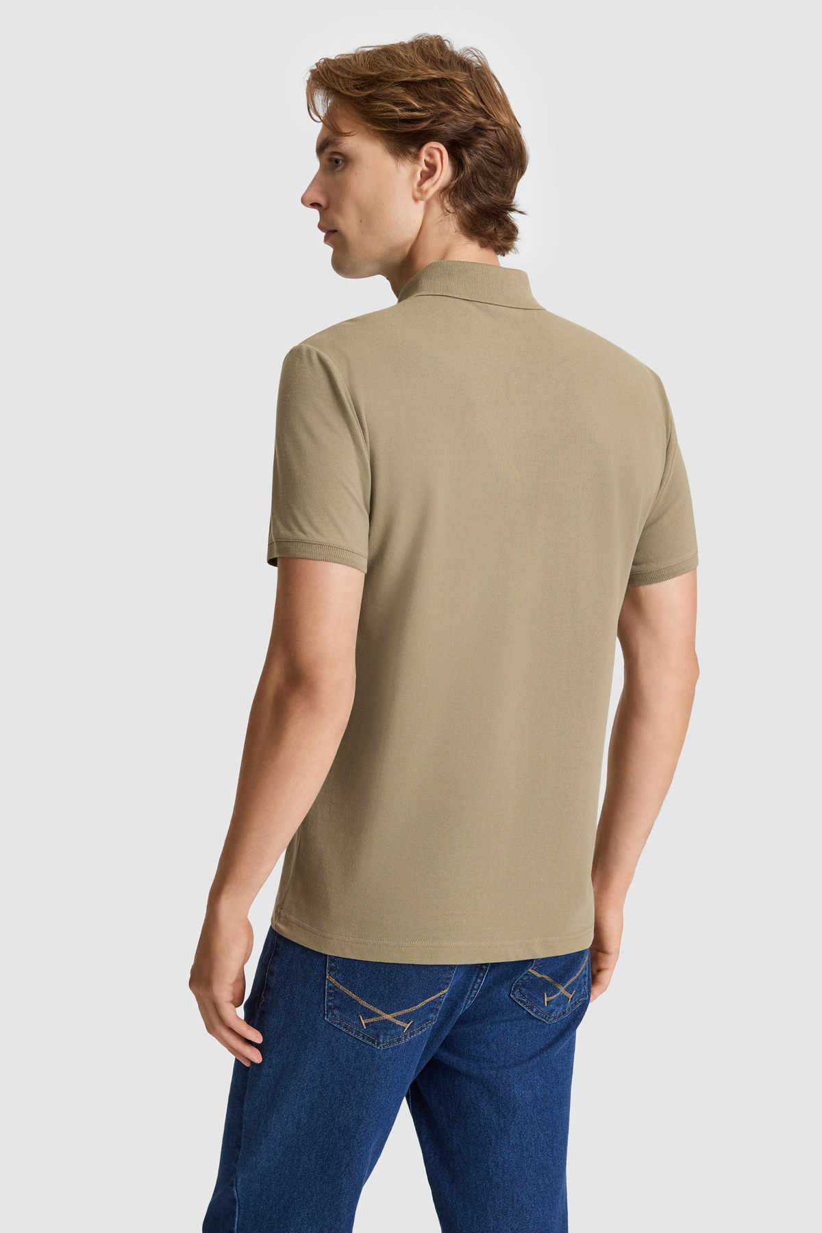 U.S. Polo Assn. Erkek Haki Slim Fit Polo Yaka Basic Tişört 50327003-VR027 görsel 5