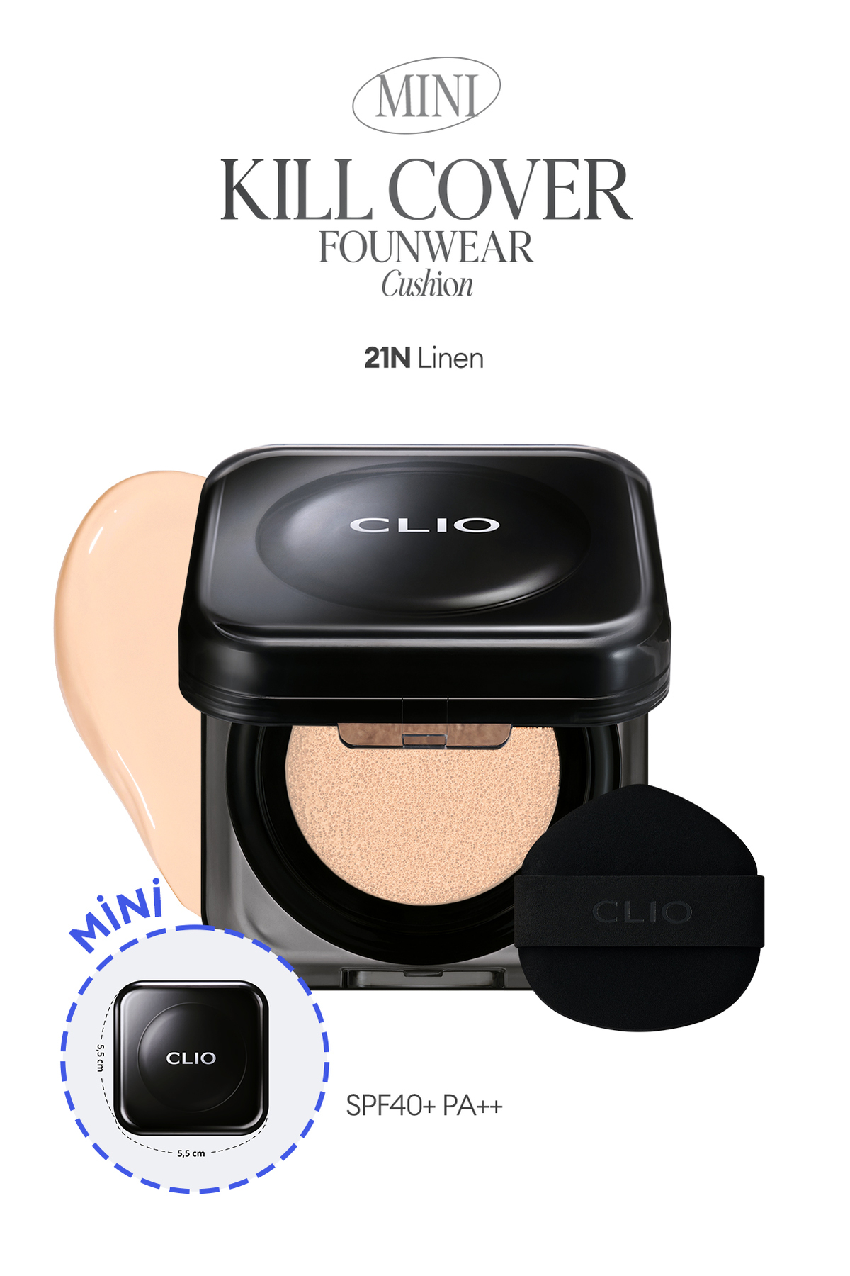 کرم پودر نیمه مات با پوشش بالا و حاوی CICA (کتان ۲۱N) ​​SPF40 PA — بژ ۱۱۱۶۹۸