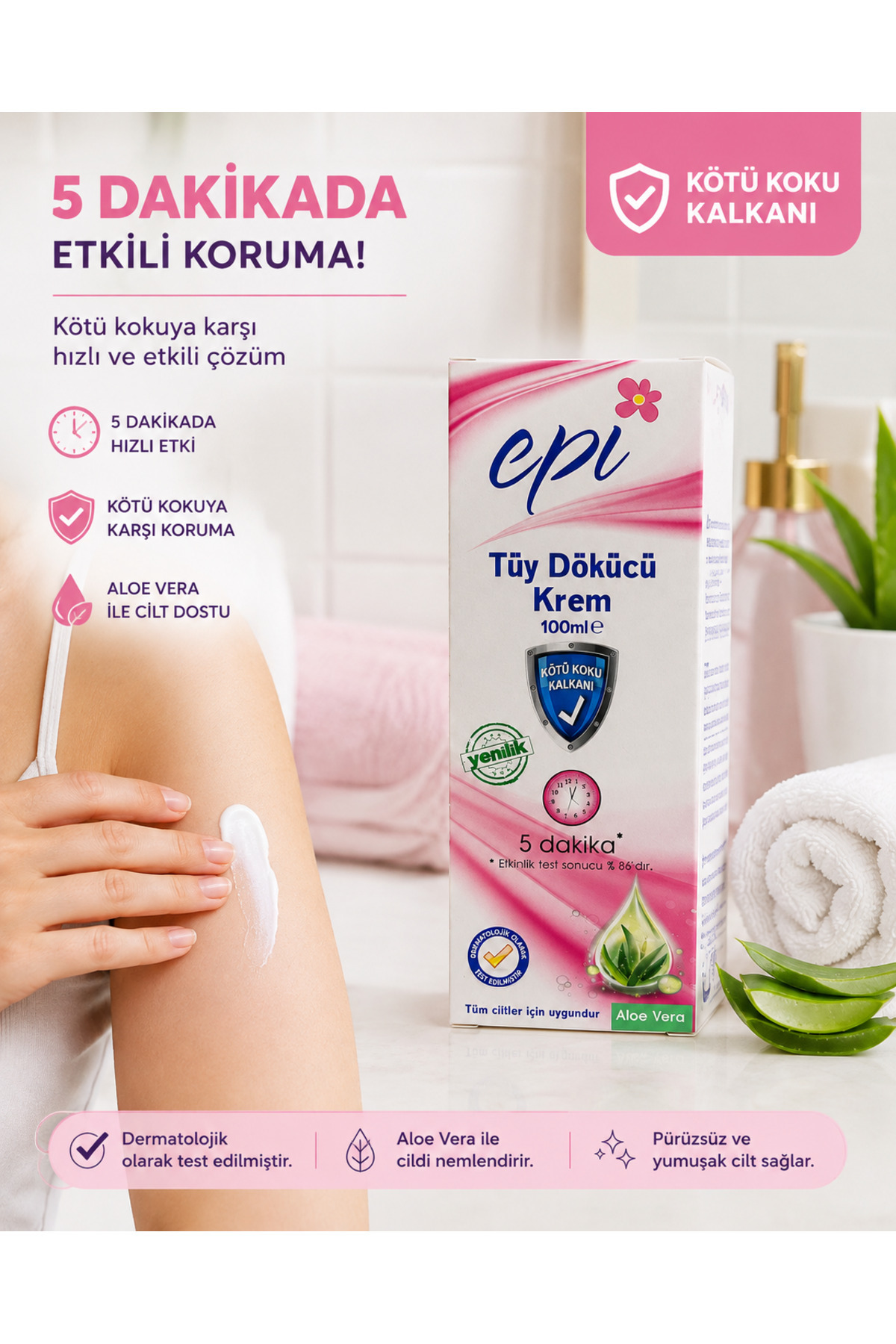 Epi Tüy Dökücü Krem 100 ml Aloe Vera Özlü | Tüm Cilt Tipleri İçin | 5 Dakikada Etkili — epitüydökücükremarvenza — تصویر 2 از 2