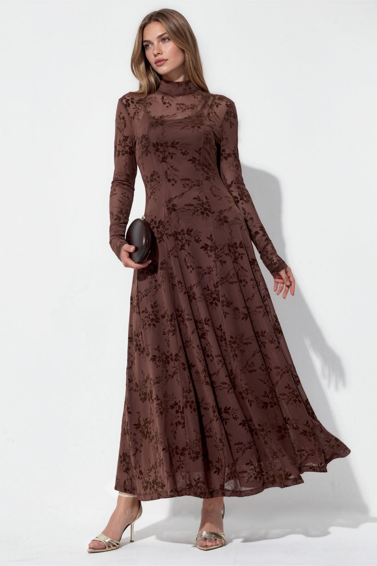 Hiccup Patterned High Neck Maxi Dress