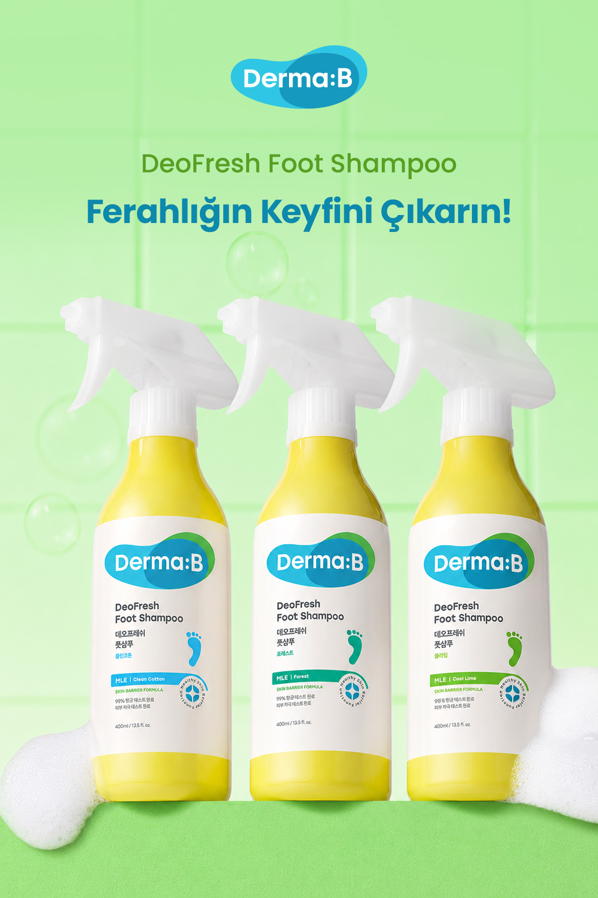 Kötü Koku Karşıtı, Nemlendirici ve Serinletici Ayak Şampuanı DERMA:B DeoFresh Foot Shampoo (Forest) — 8809723785803 — تصویر 9 از 9
