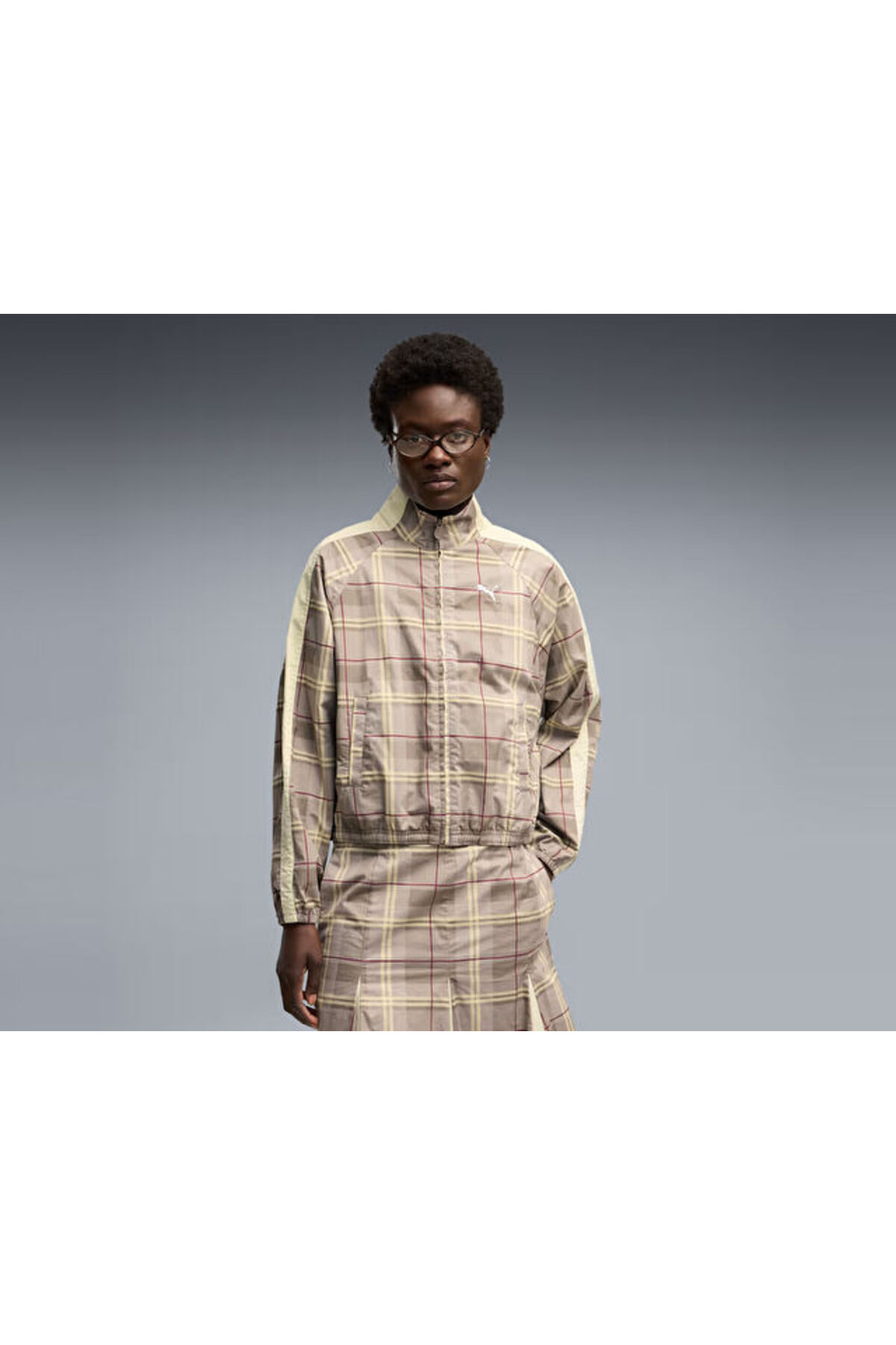 Puma T7 TARTAN WOVEN JACKET Kadın Günlük Ceket 63662881 Gri görsel 2