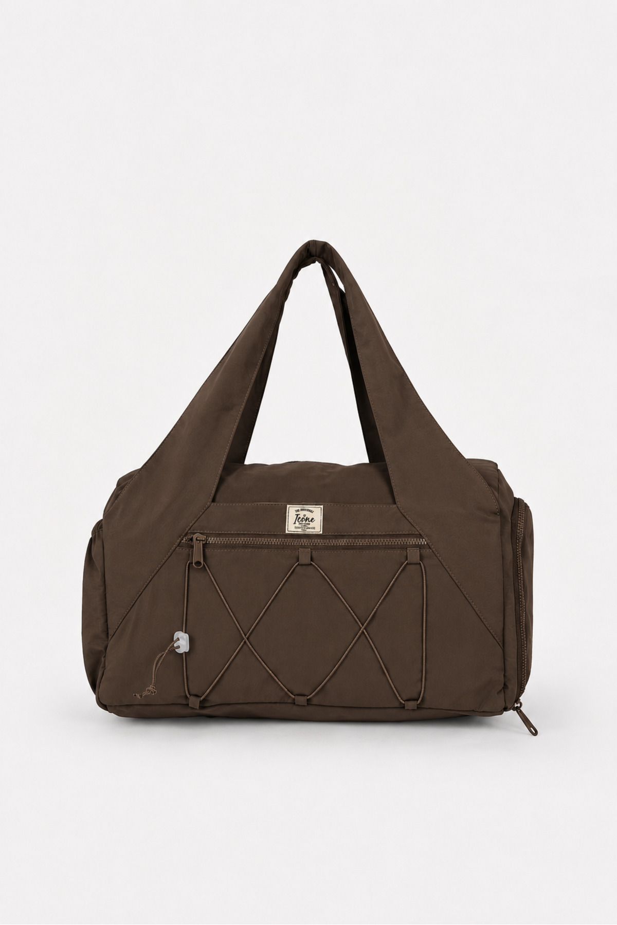 ICONE BAG Unisex Spor ve Yoga Çantası, Çok Cepli, Ayakkabı Bölmeli, Lastik Detaylı, Fermuarlı Ön Cep, Kahverengi Spor Çanta