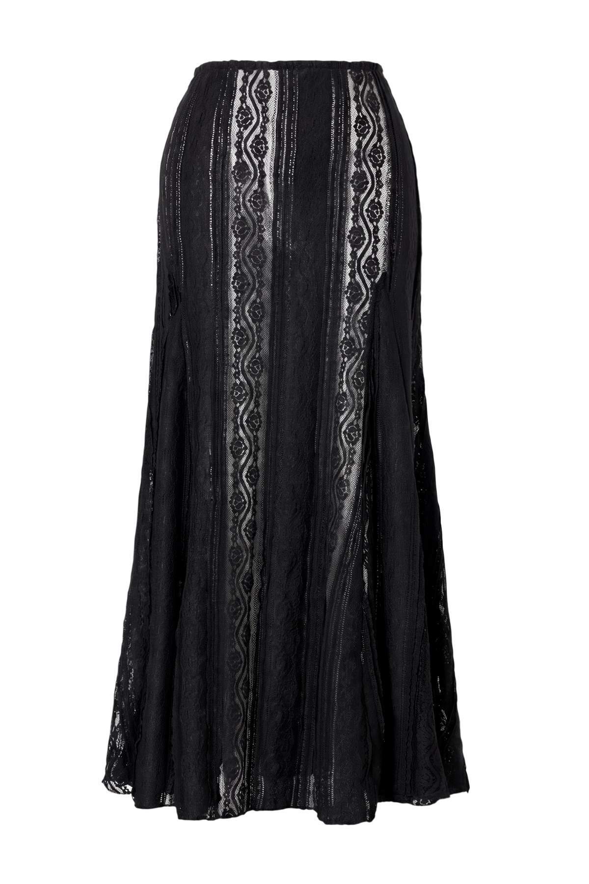 Trendyolmilla Siyah Örme Maxi Dantelli Plaj Etek TBESS26ET00018
