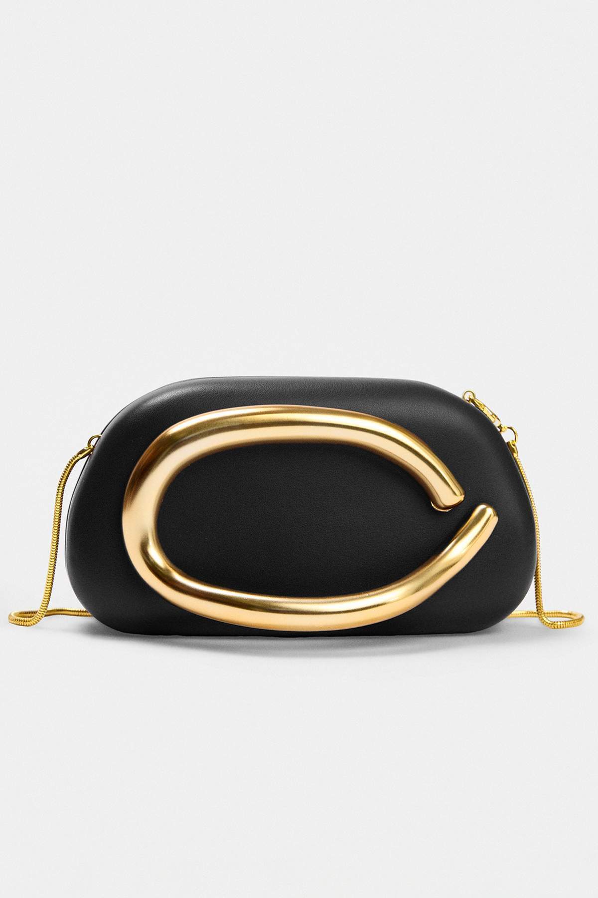 Trendyol Shoes Black Women's Gold Metal Handle Portfolio & Clutch Bag Takaw27Py00011