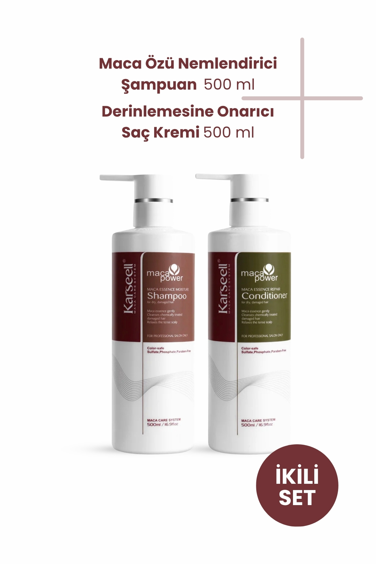 KARSEELL Argan Yağlı Nemlendirici Onarıcı Şampuan 500 ml + Derinlemesine Onarıcı Saç Kremi 500 ml — PKT-KARSEL-09