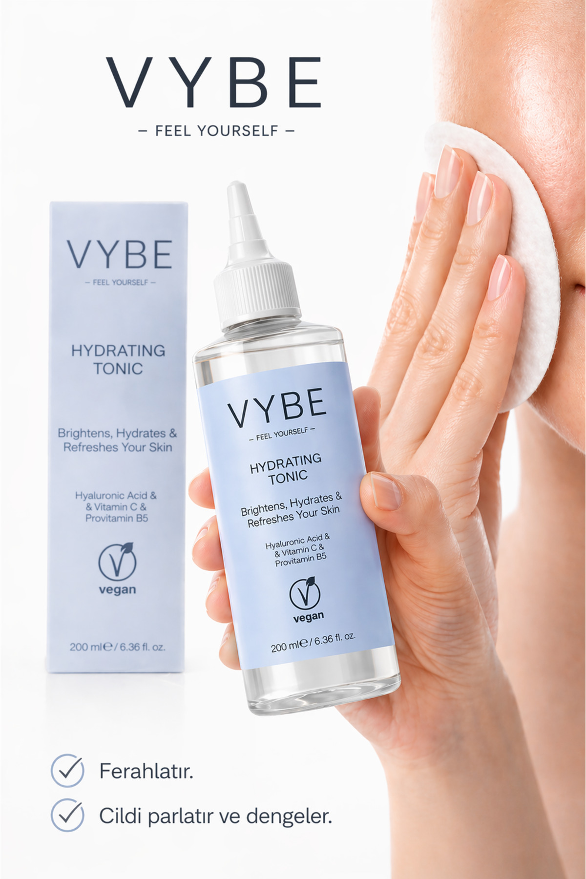 Yüz Toniği 200 ml - Tüm Cilt Tiplerine Uygun — VYBE02 — تصویر 3 از 7