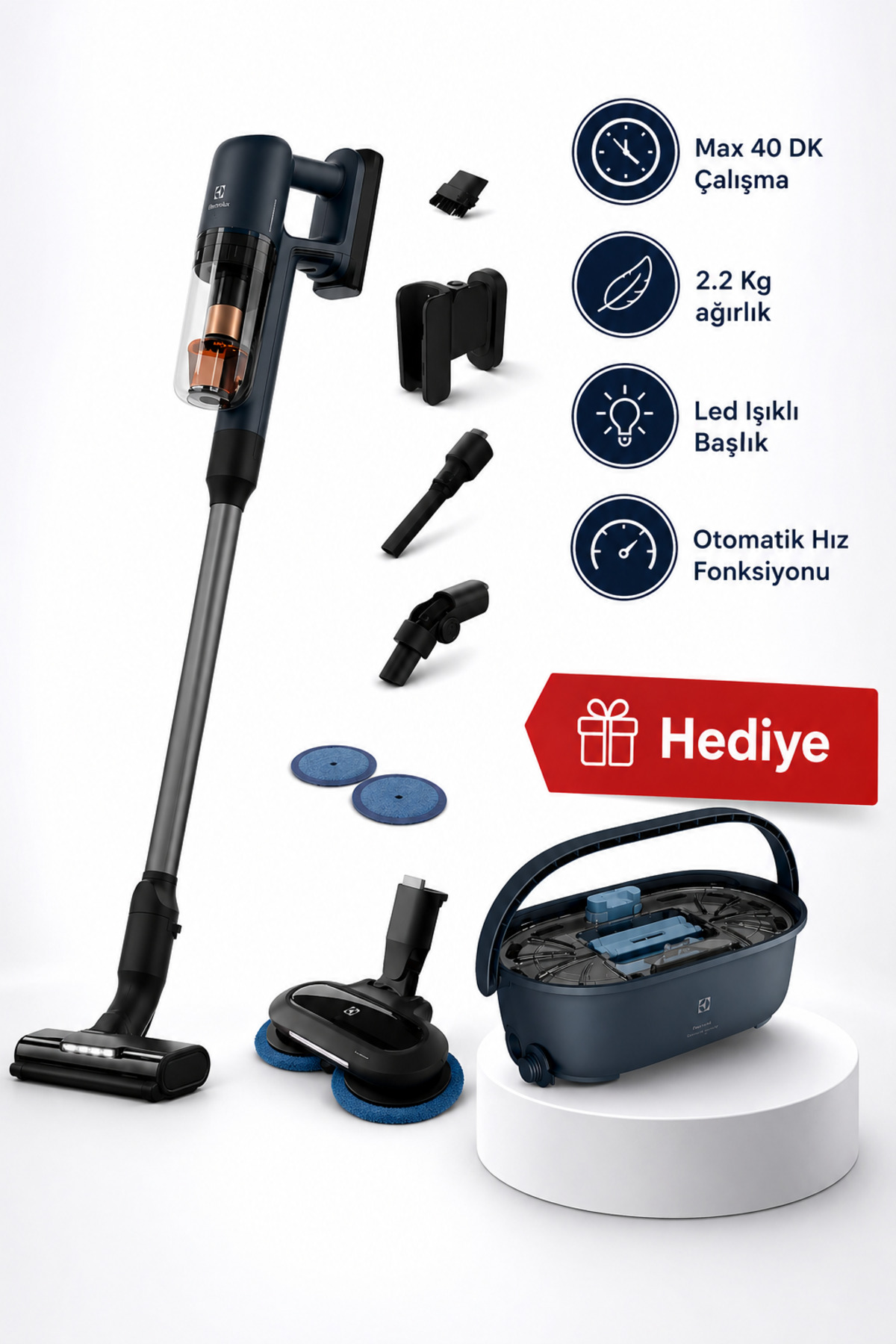 Electrolux EP71B14WET Islak Kuru Şarjlı Dikey Süpürge (Mop Başlık Temizleme İstasyonu Hediyeli)