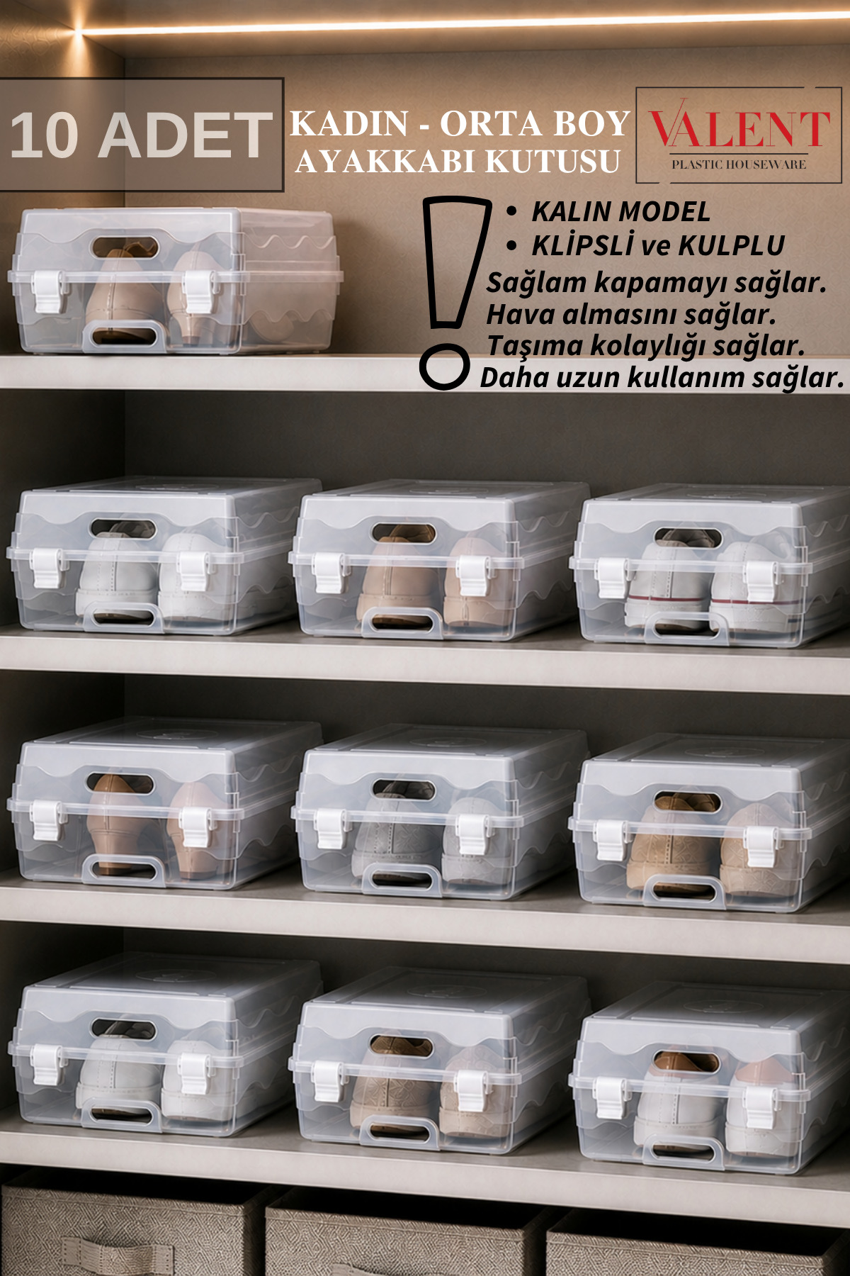 10Pcs Women's Shoe Box, Sterile Shoe Storage Organizer Transparent